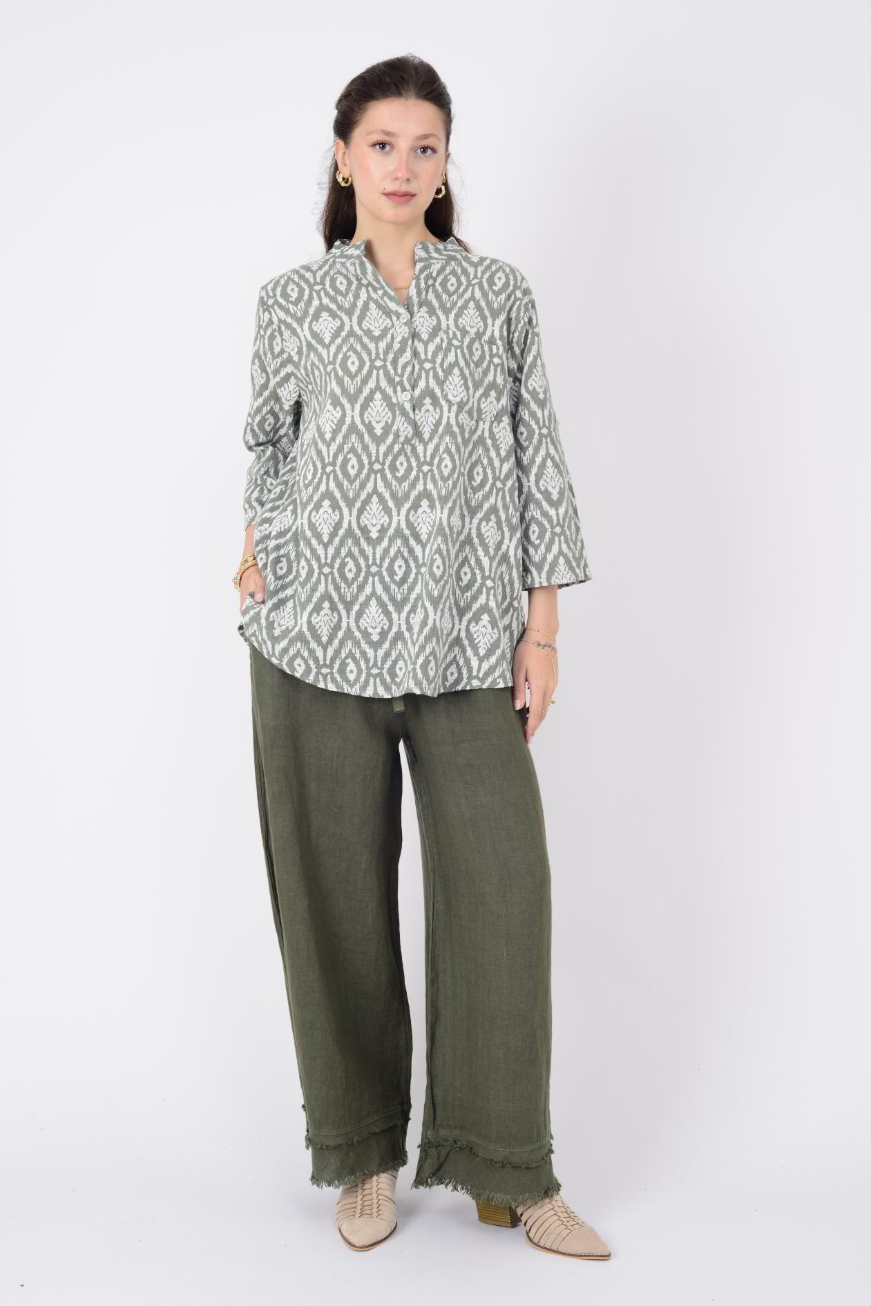 15455F-44 ÇİNİ DESEN GÖMLEK