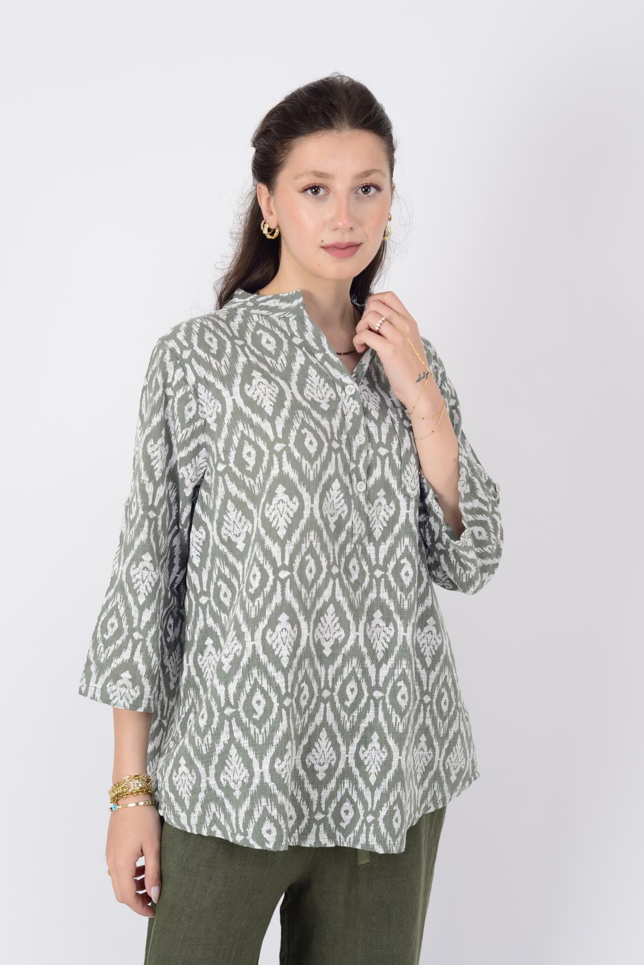 15455F-44 ÇİNİ DESEN GÖMLEK