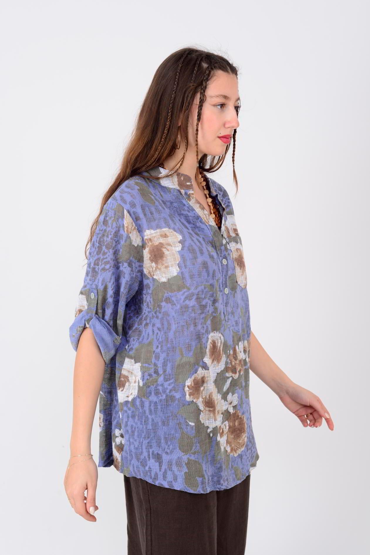 15455F-53 GÜL DESEN GÖMLEK