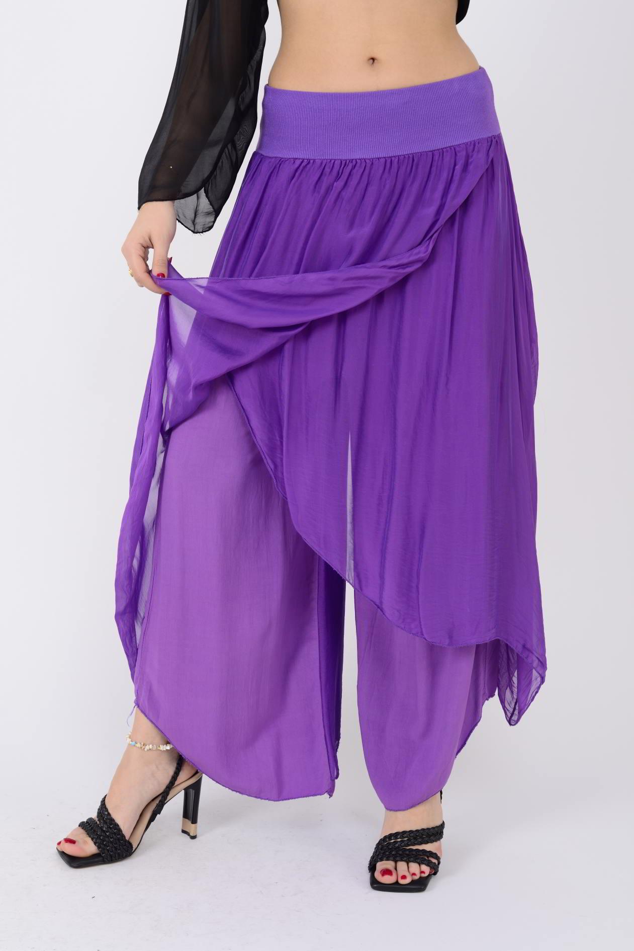 1899 ASİMETRİK KESİM KAPAKLI  İPEK ŞALVAR