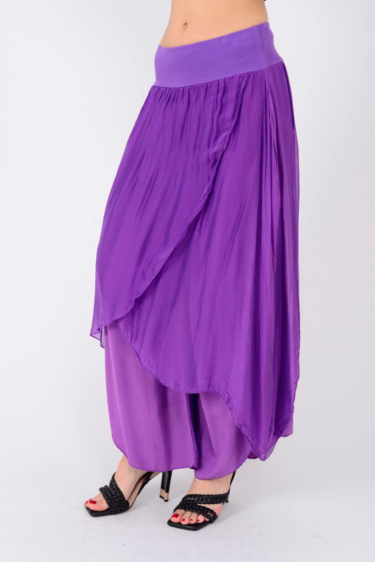 1899 ASİMETRİK KESİM KAPAKLI  İPEK ŞALVAR