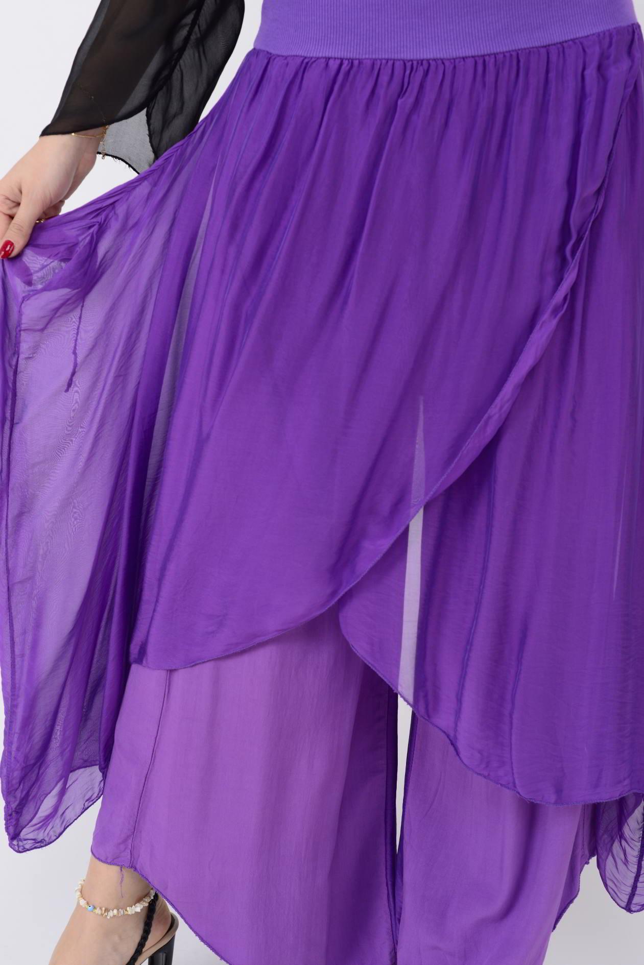 1899 ASİMETRİK KESİM KAPAKLI  İPEK ŞALVAR