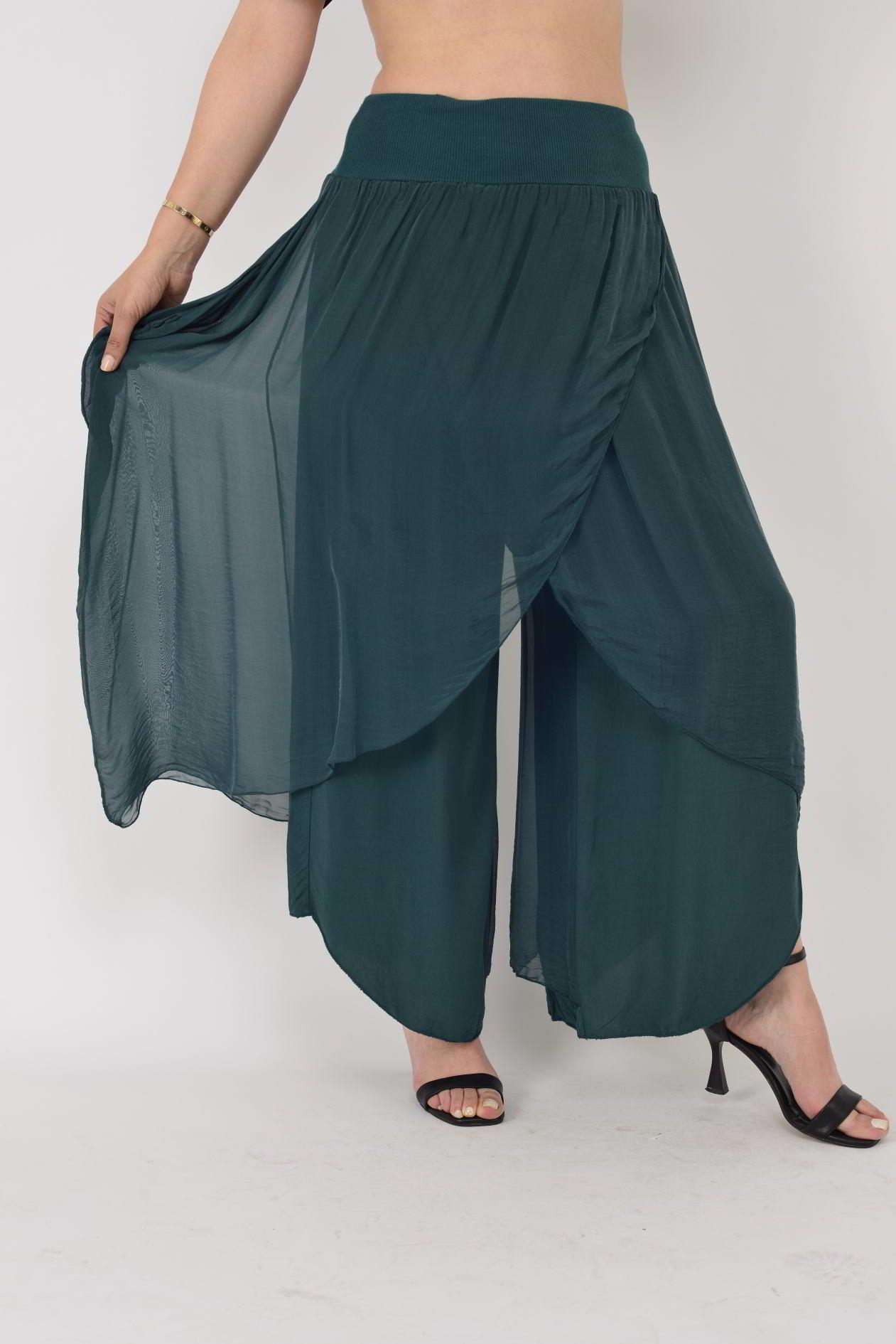 1899 ASİMETRİK KESİM KAPAKLI  İPEK ŞALVAR