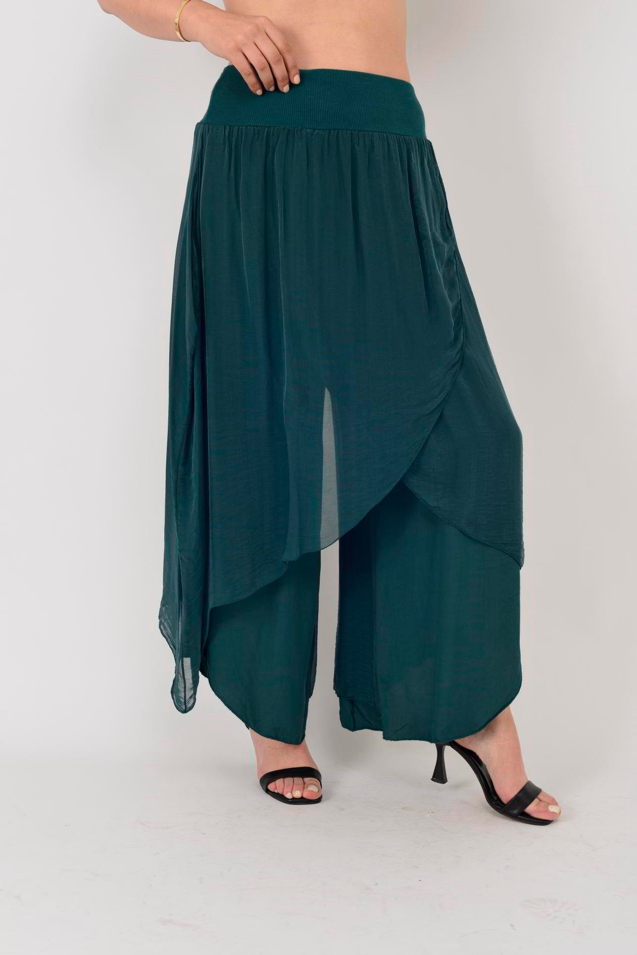 1899 ASİMETRİK KESİM KAPAKLI  İPEK ŞALVAR