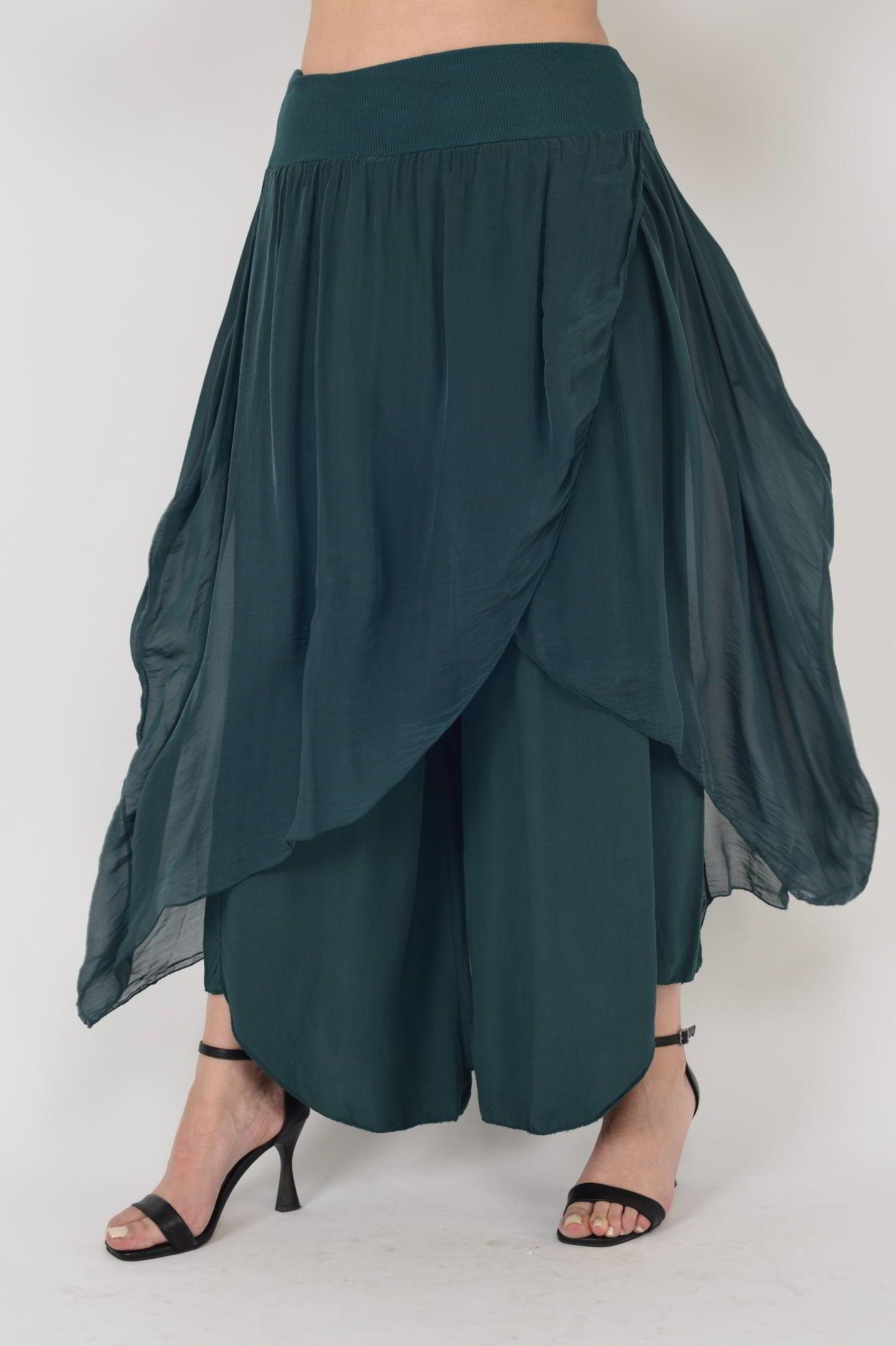 1899 ASİMETRİK KESİM KAPAKLI  İPEK ŞALVAR