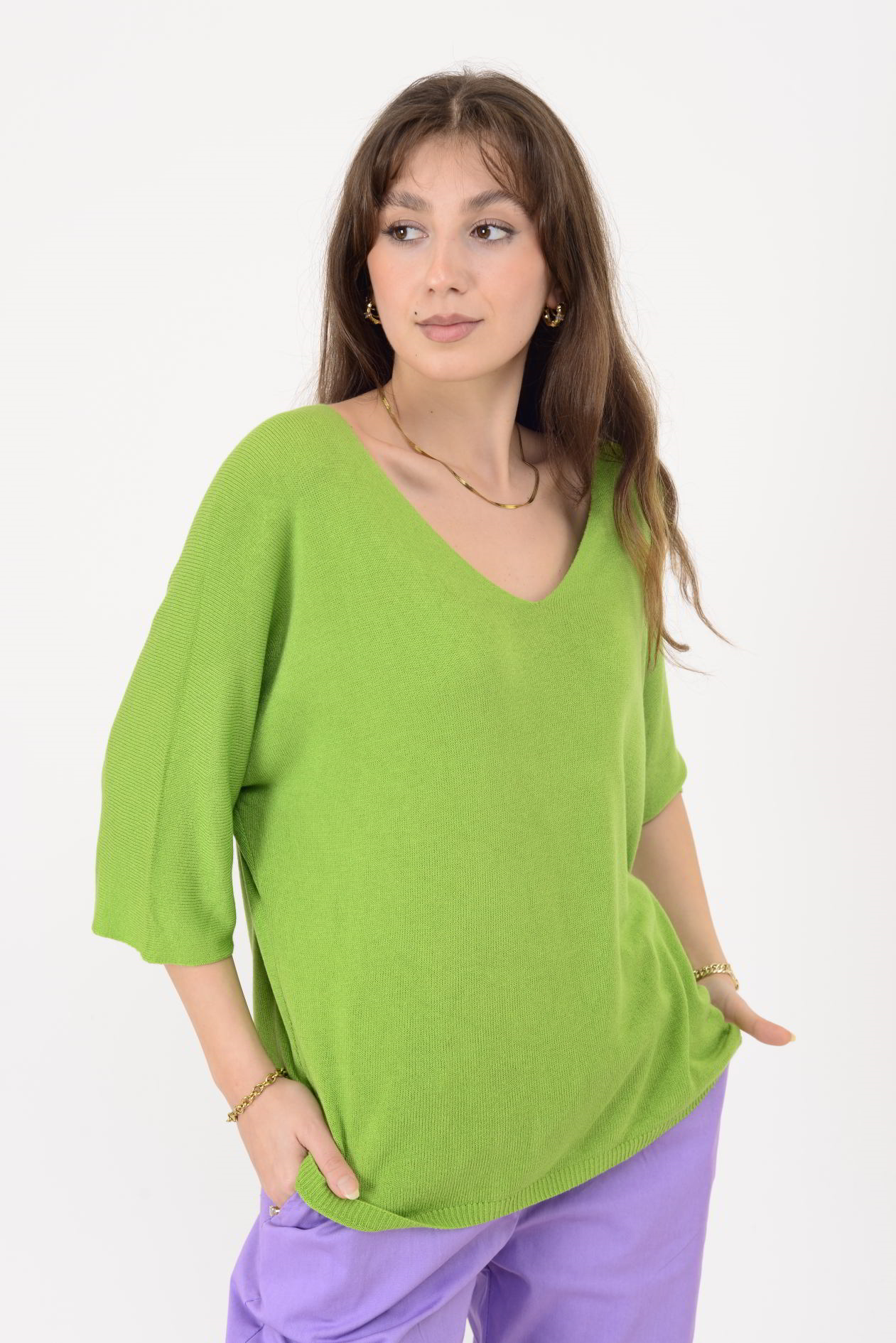 19004 V YAKA TRİKO BLUZ