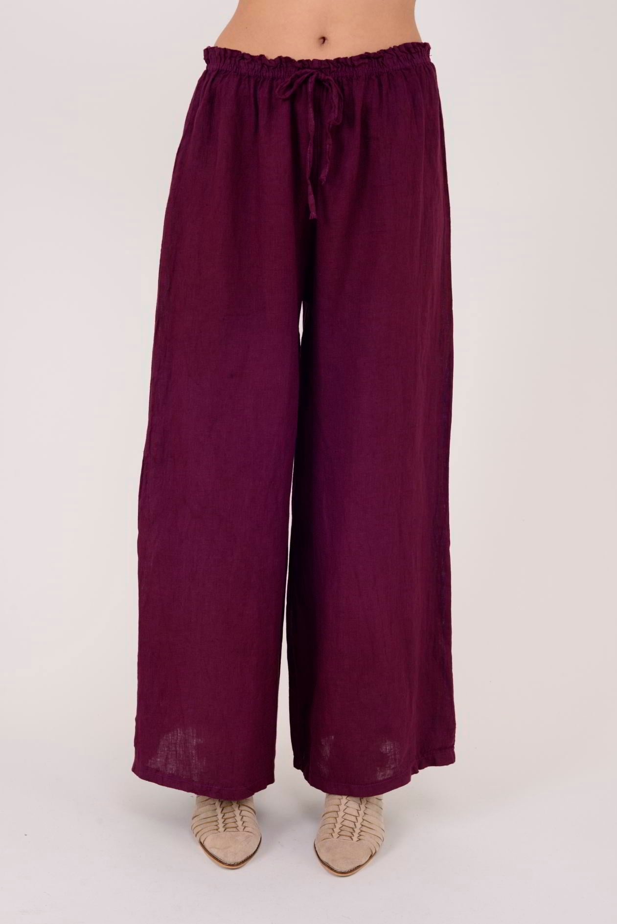 19169 BELİ LASTİKLİ KETEN PANTOLON