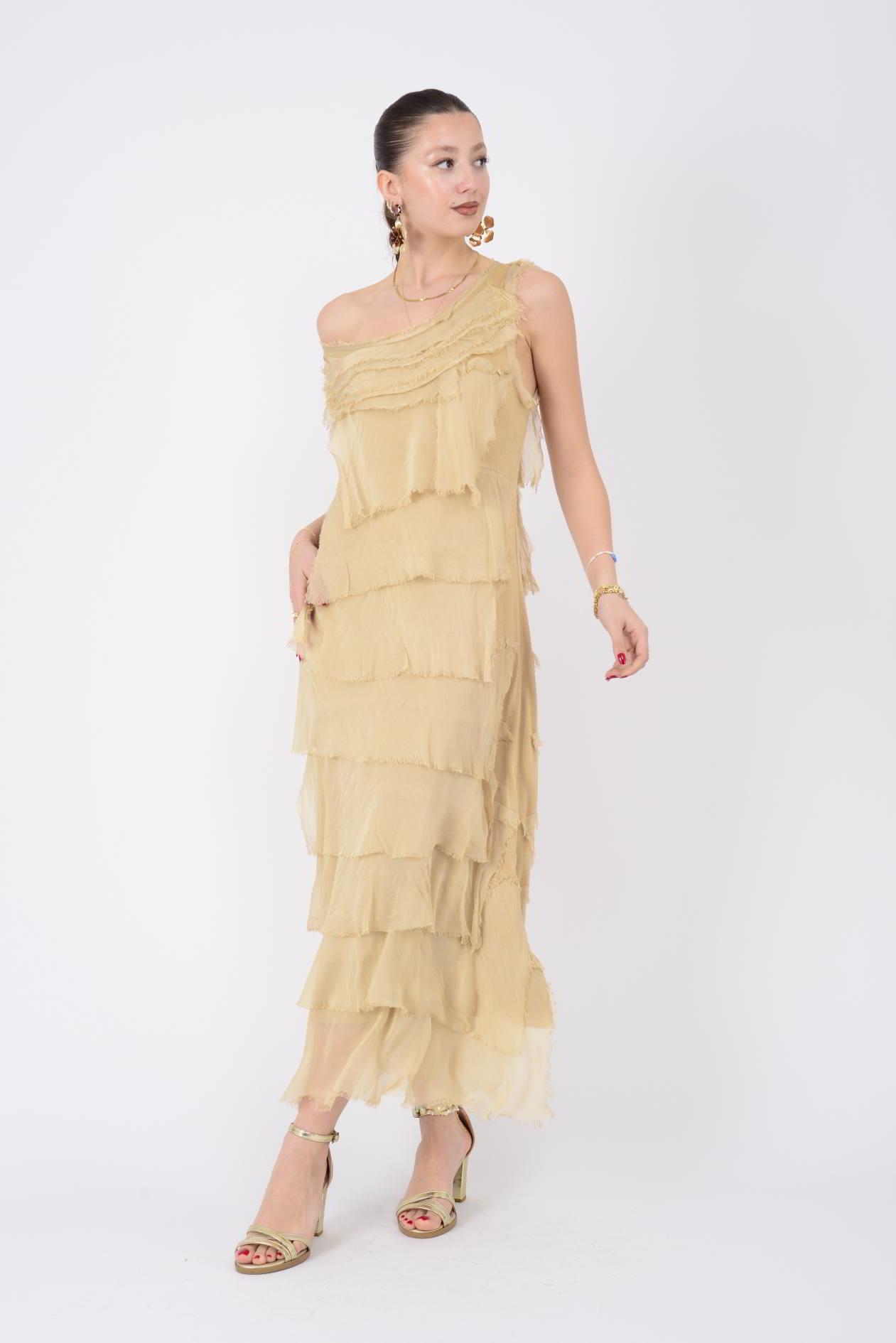 2031 KAT KAT İPEK ELBİSE