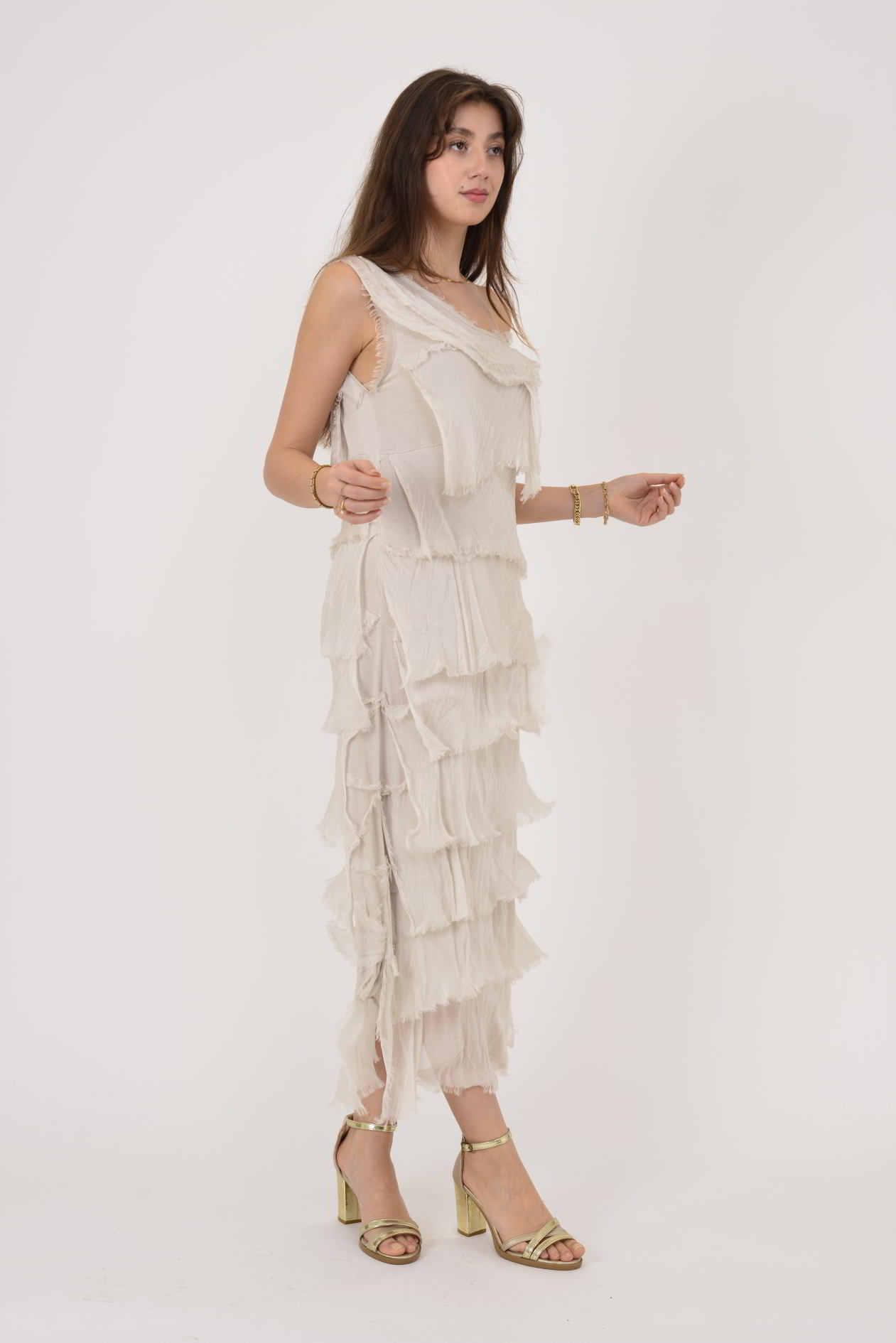 2031 KAT KAT İPEK ELBİSE