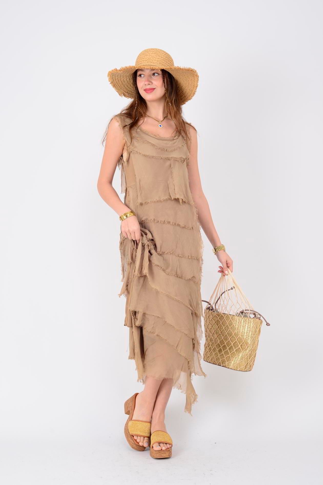 2031 KAT KAT İPEK ELBİSE