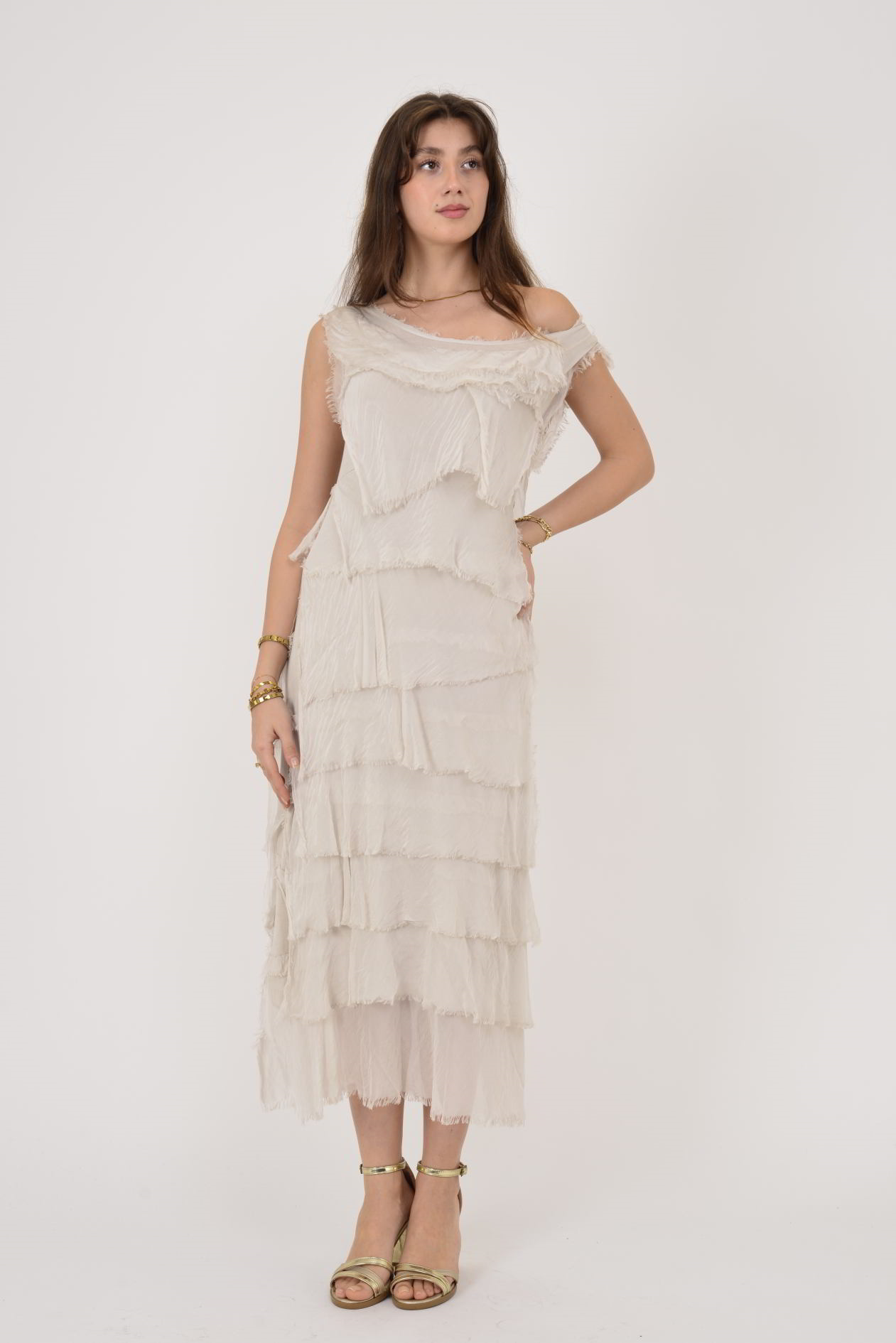 2031 KAT KAT İPEK ELBİSE