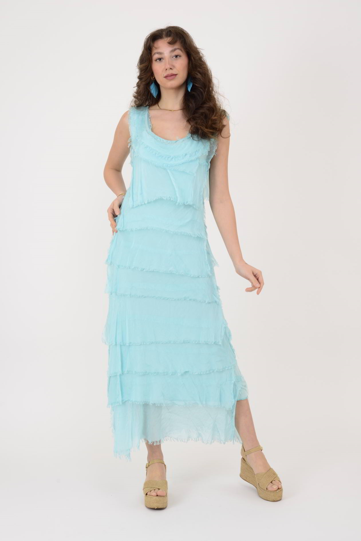 2031 KAT KAT İPEK ELBİSE