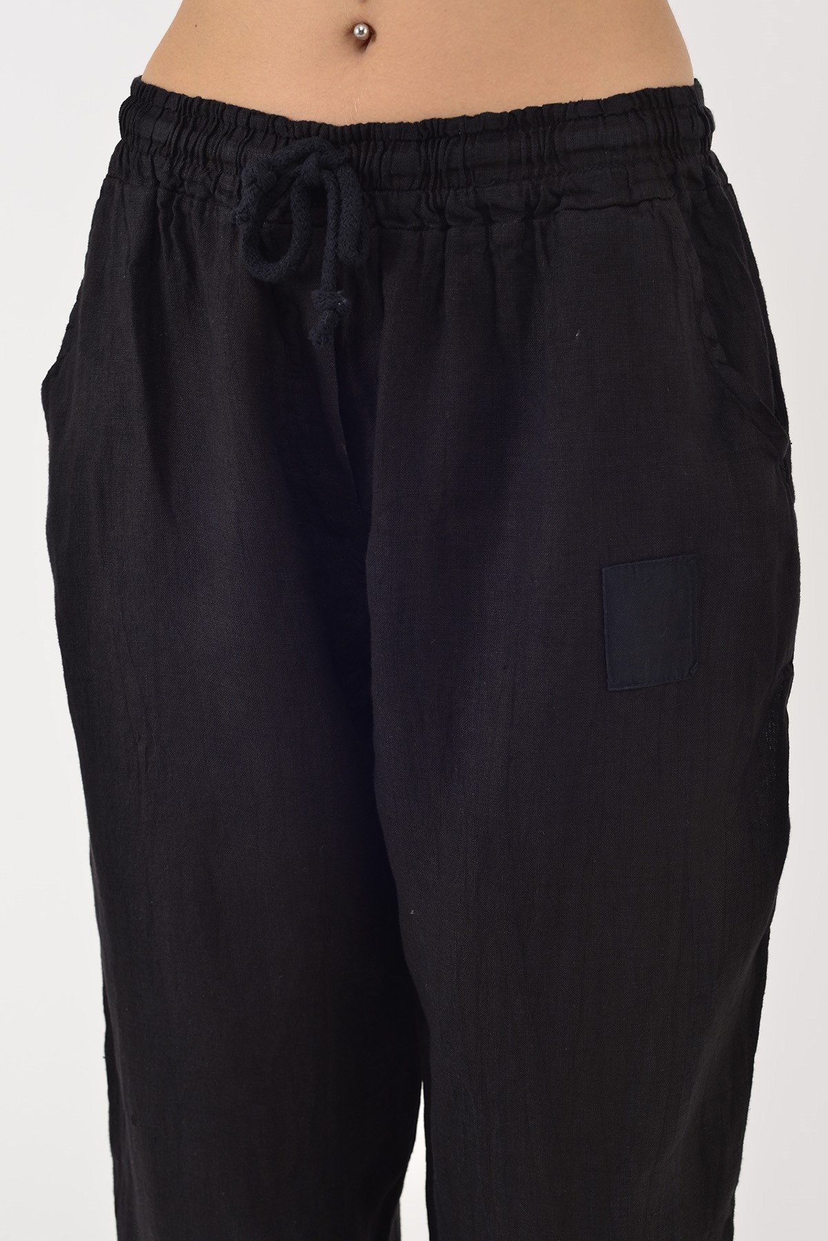 20836 PAÇASI LASTİK DETAYLI JOGGER KETEN PANTOLON