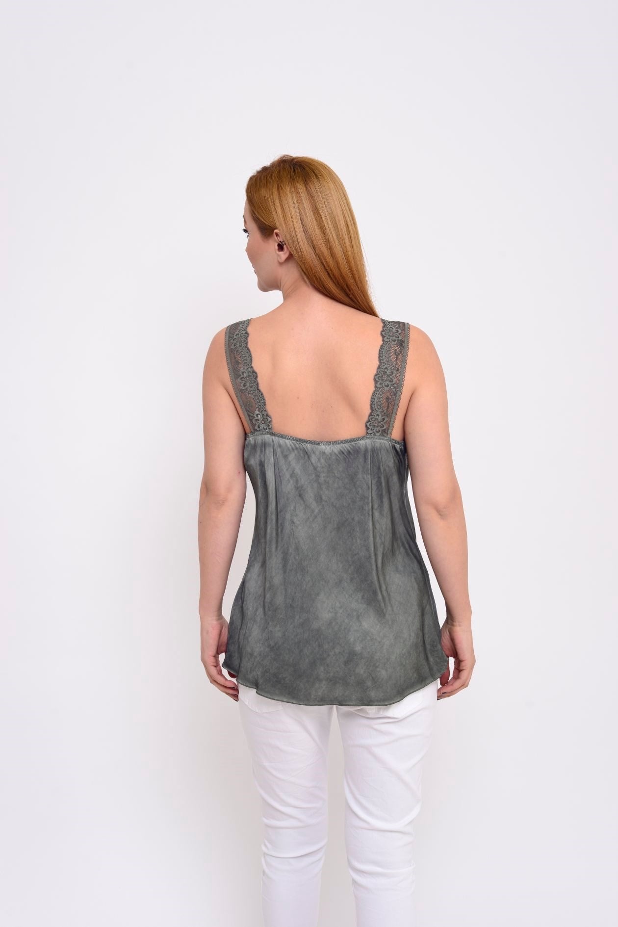 21336 KALIN ASKILI DANTELLİ SATEN BLUZ