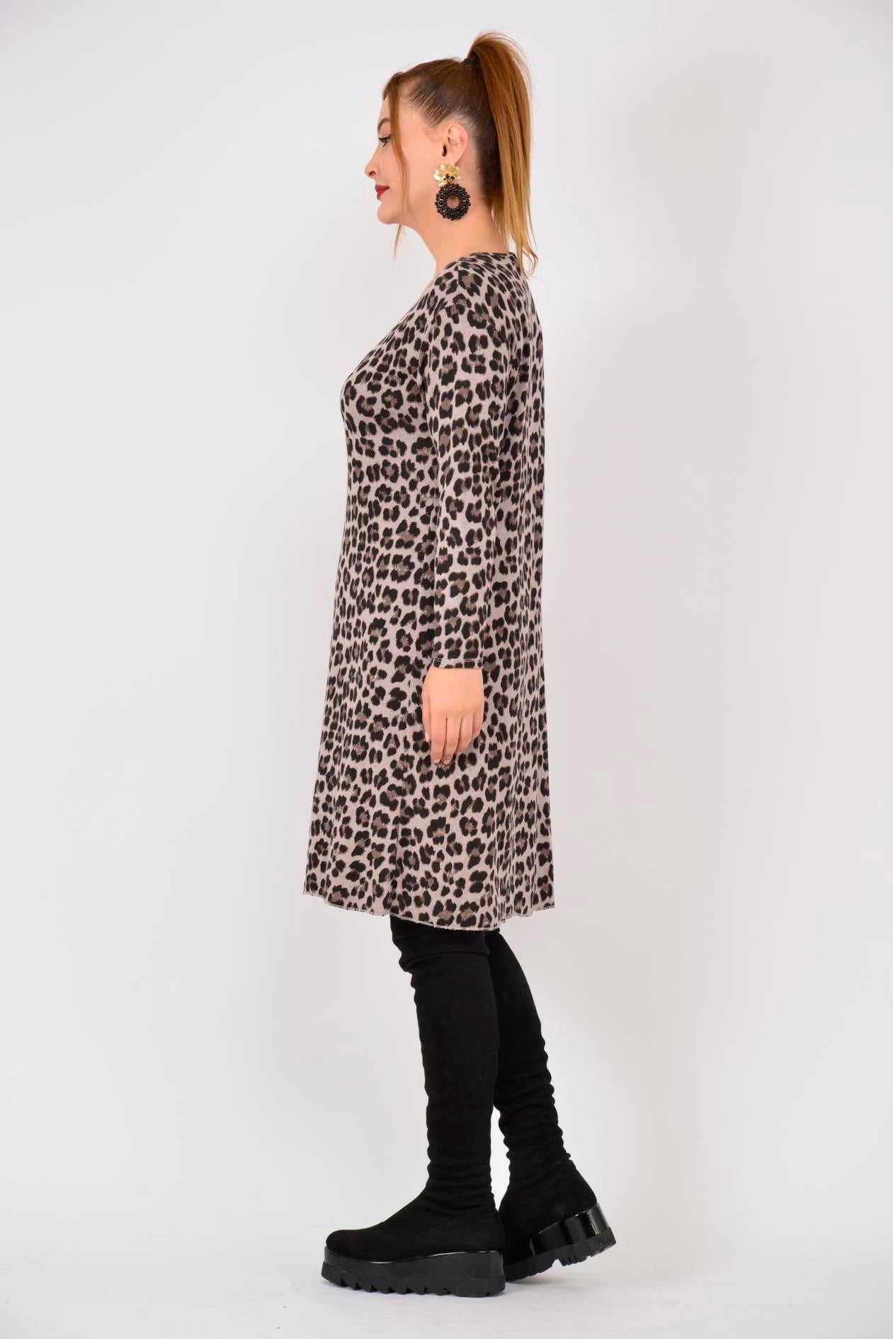 21383 LEOPAR DESEN ELBİSE