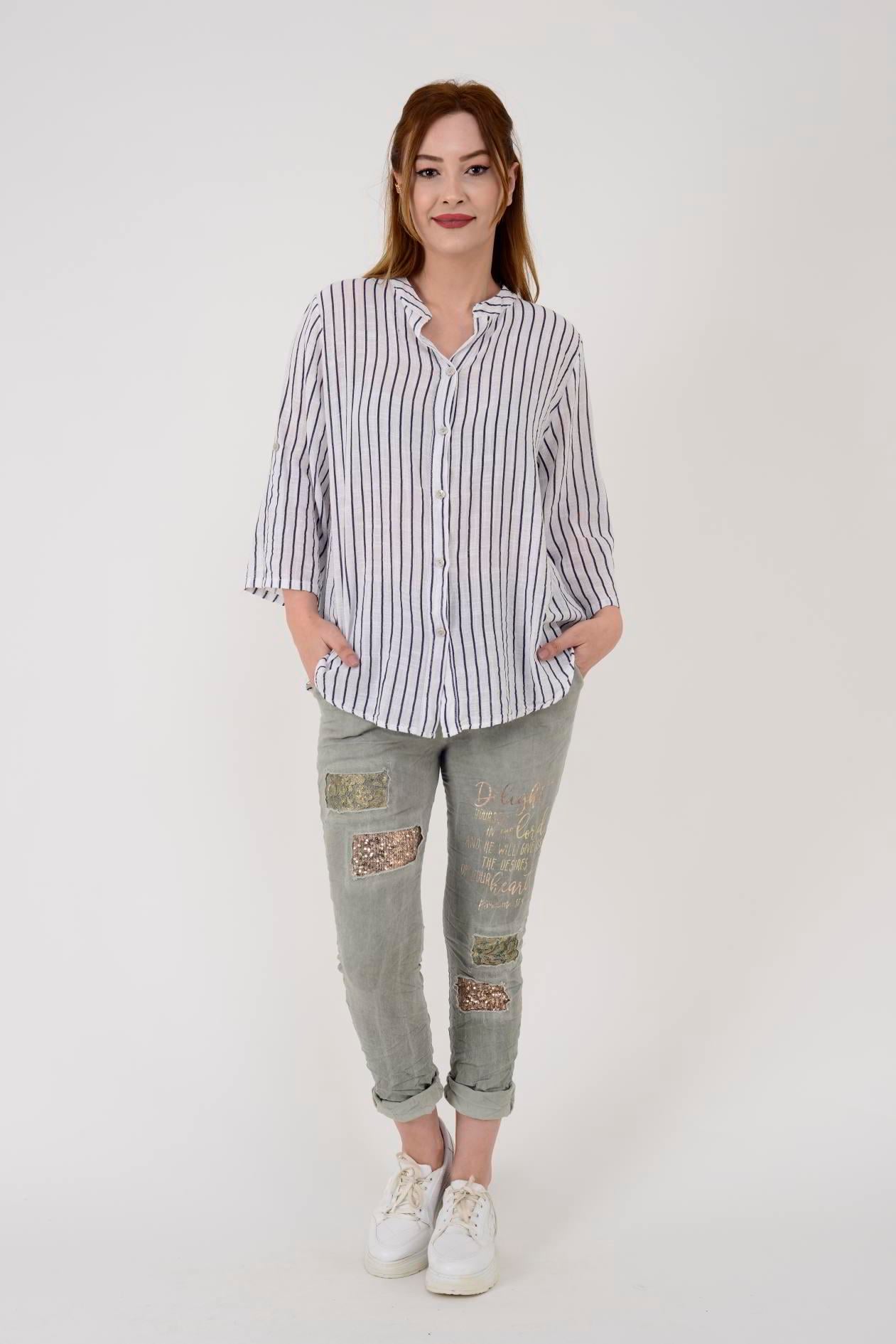 25003 LINE ÇİZGİLİ GÖMLEK