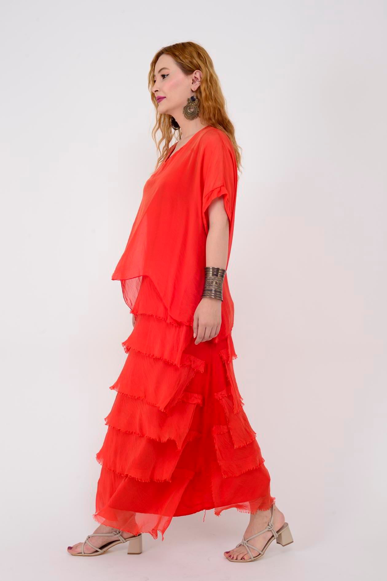 2388 KAT KAT İPEK ELBİSE