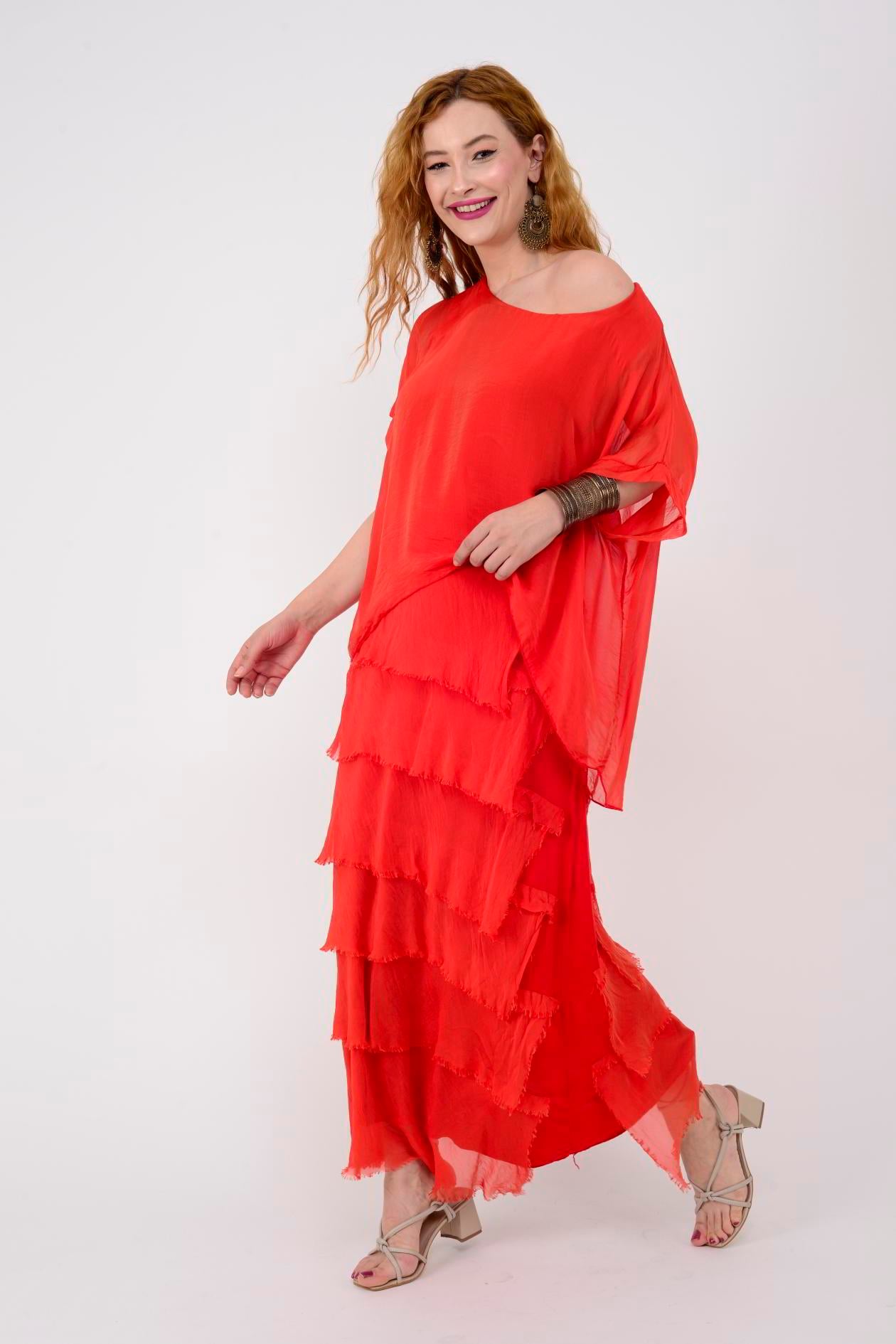 2388 KAT KAT İPEK ELBİSE