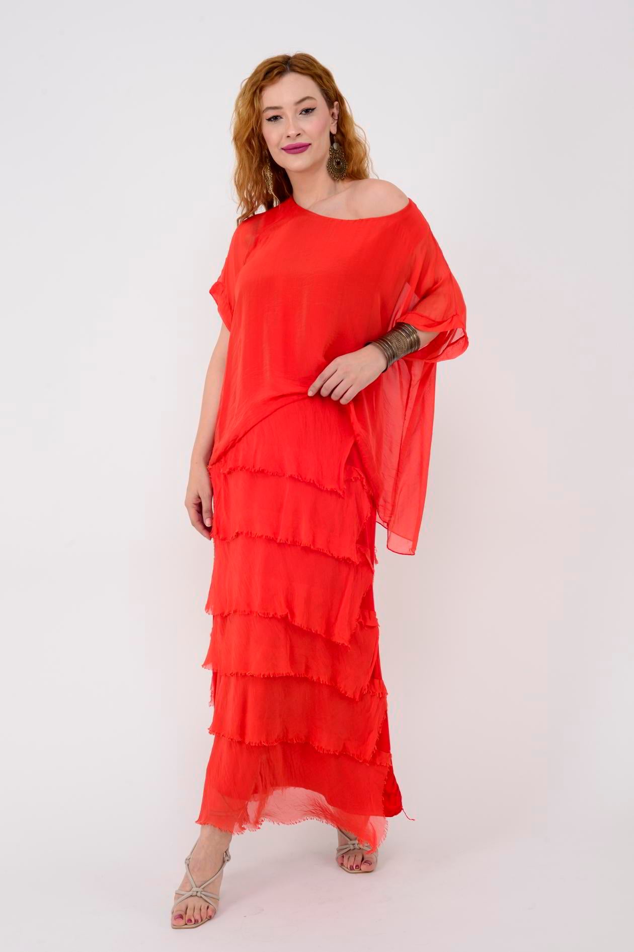 2388 KAT KAT İPEK ELBİSE