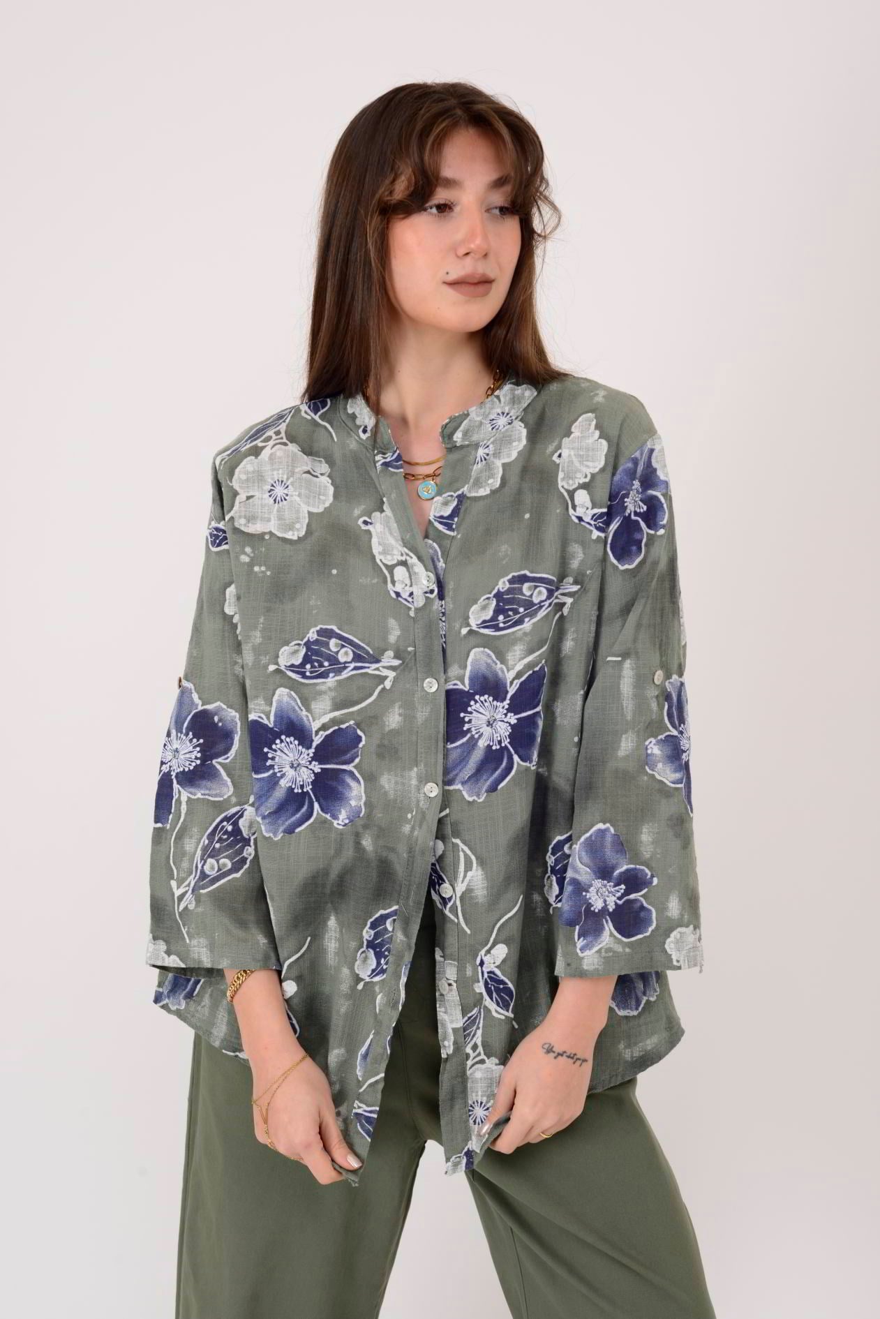 25003 ÇİÇEK DESEN GÖMLEK