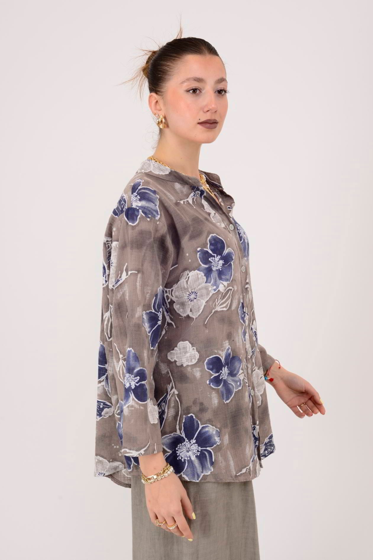 25003 ÇİÇEK DESEN GÖMLEK