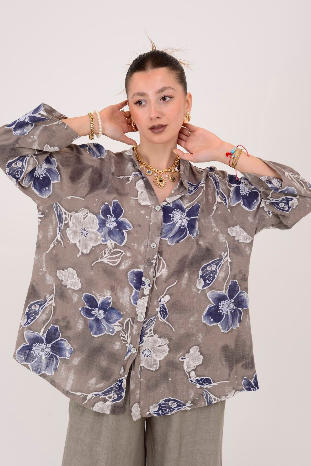 25003 ÇİÇEK DESEN GÖMLEK