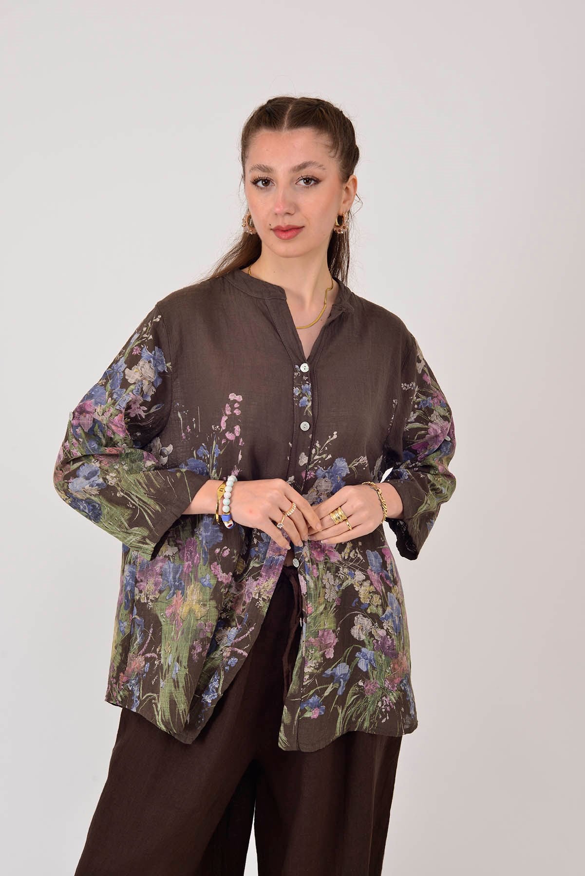 25003 ÇİÇEK DESEN GÖMLEK