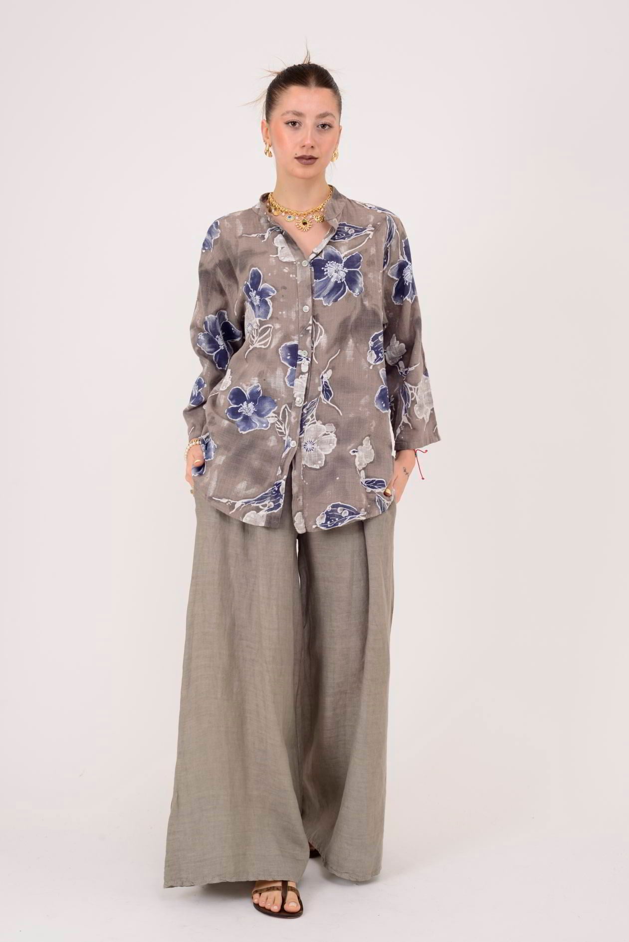 25003 ÇİÇEK DESEN GÖMLEK