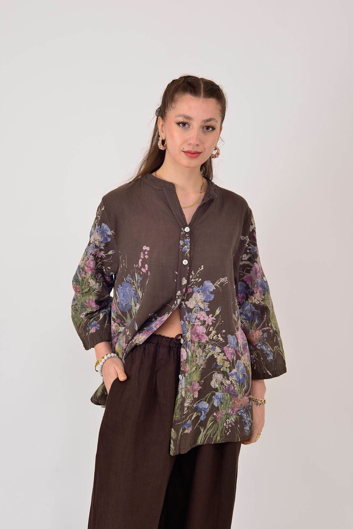 25003 ÇİÇEK DESEN GÖMLEK