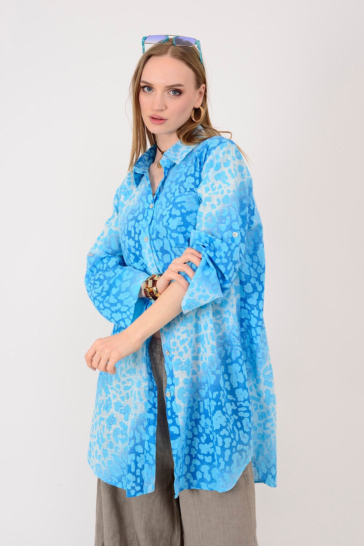 2502 LEOPAR DESEN GÖMLEK TUNİK