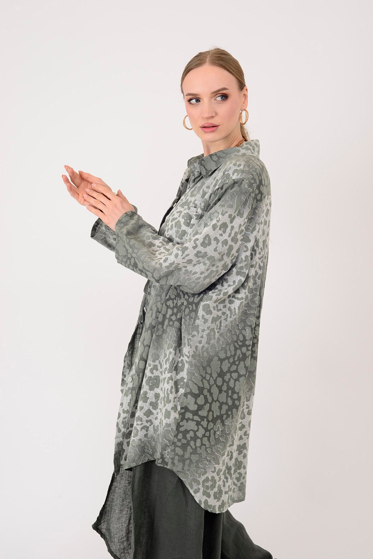 2502 LEOPAR DESEN GÖMLEK TUNİK