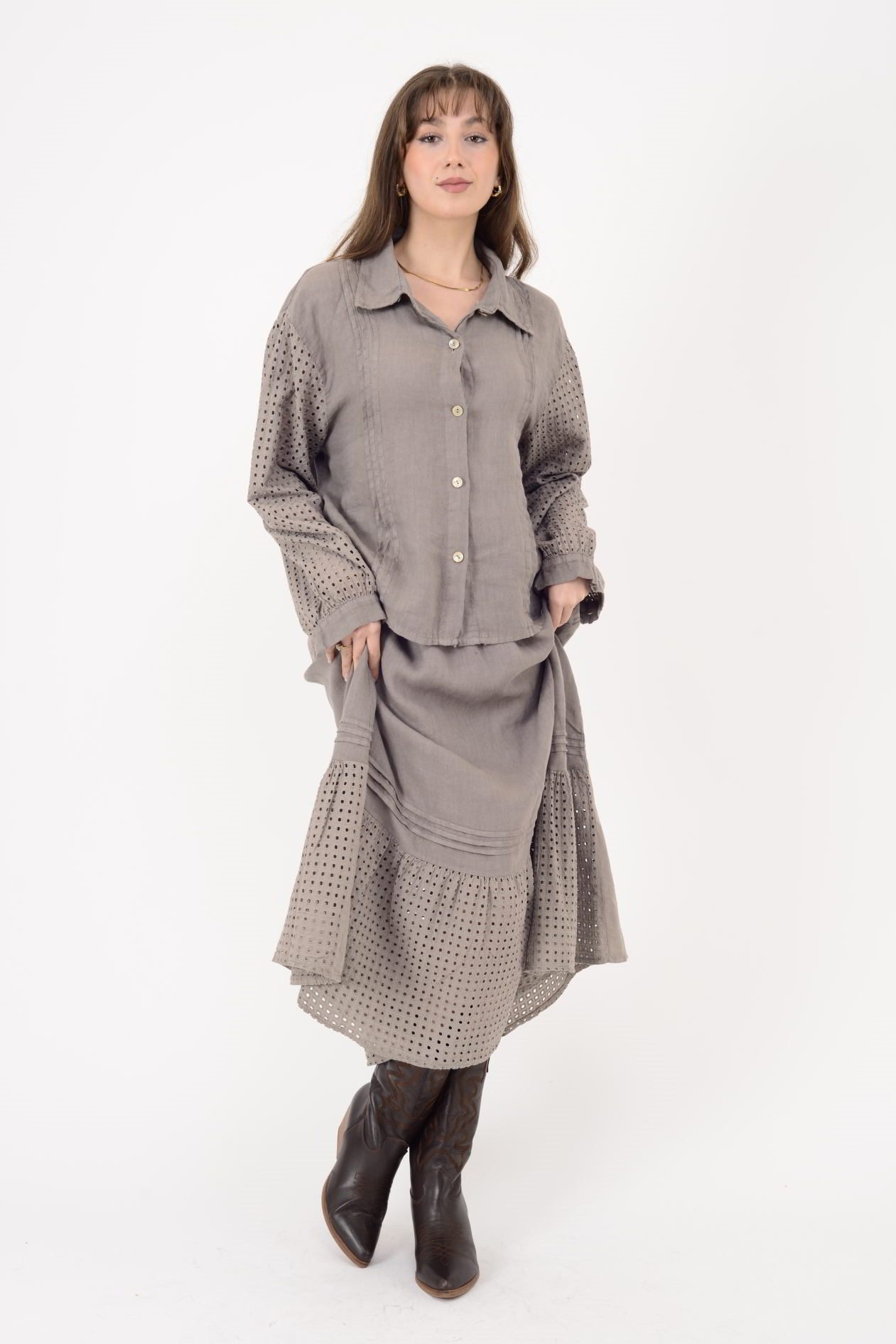 25595 FİSTO DETAYLI 2Lİ KETEN TAKIM