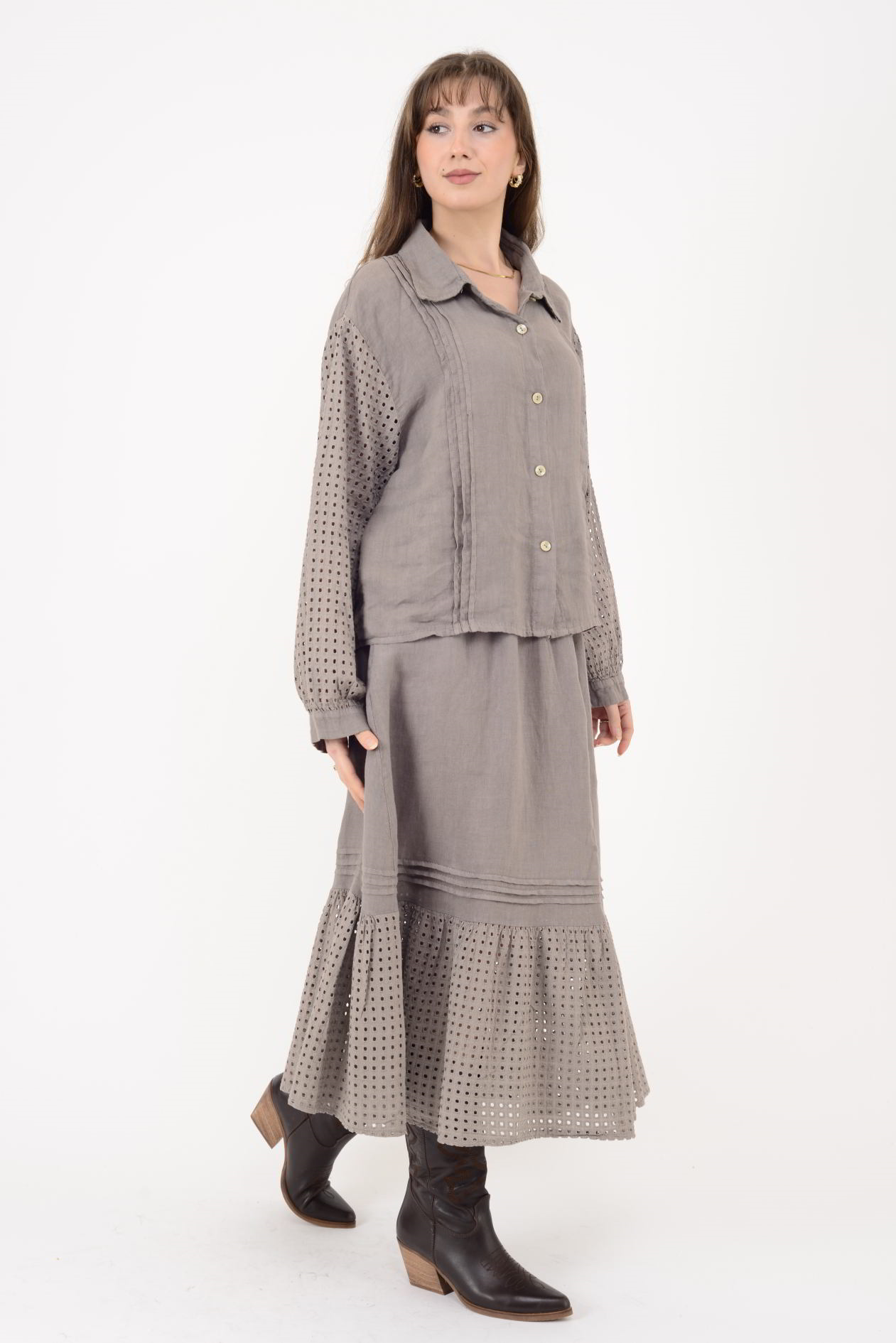 25595 FİSTO DETAYLI 2Lİ KETEN TAKIM