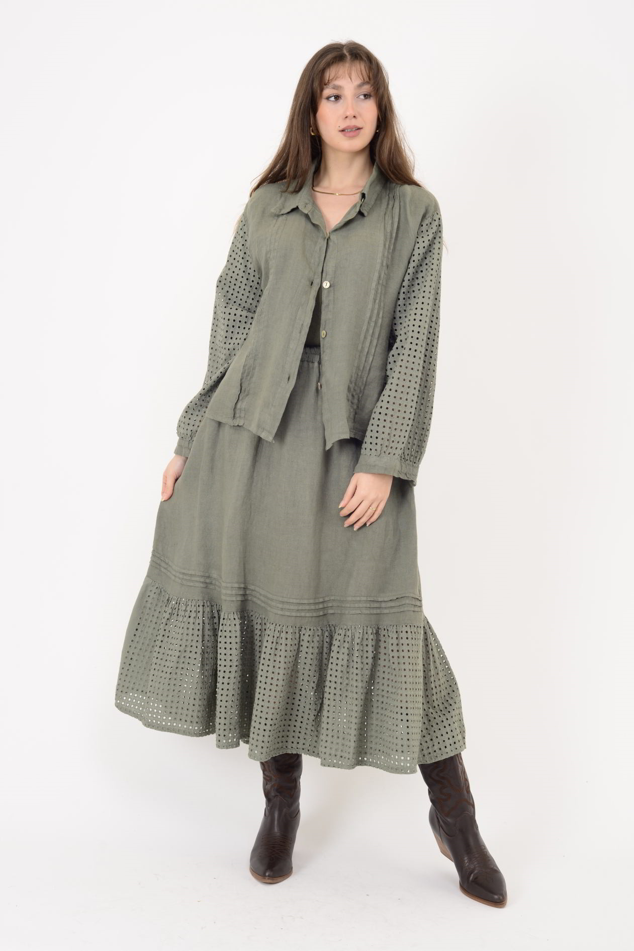 25595 FİSTO DETAYLI 2Lİ KETEN TAKIM