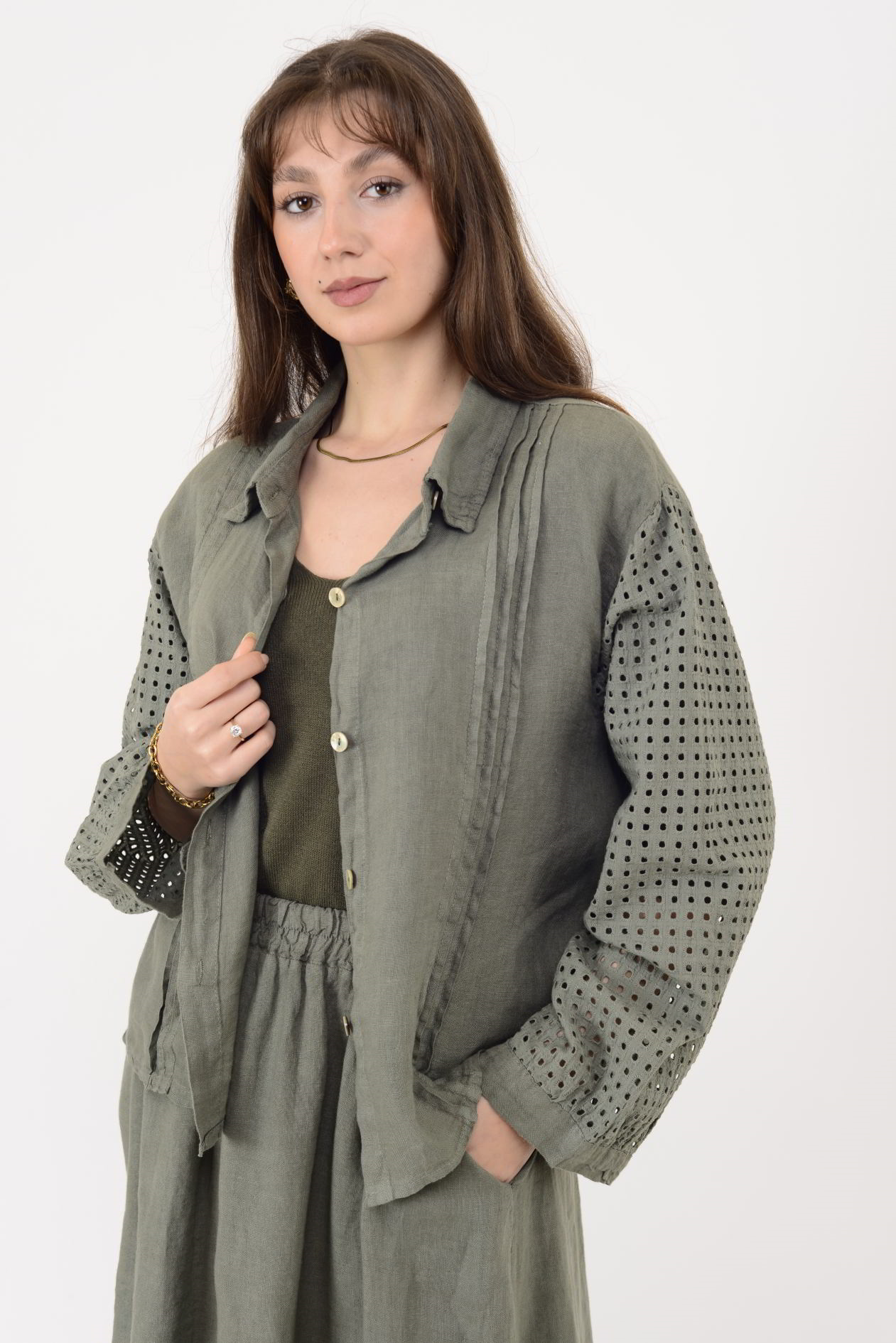 25595 FİSTO DETAYLI 2Lİ KETEN TAKIM