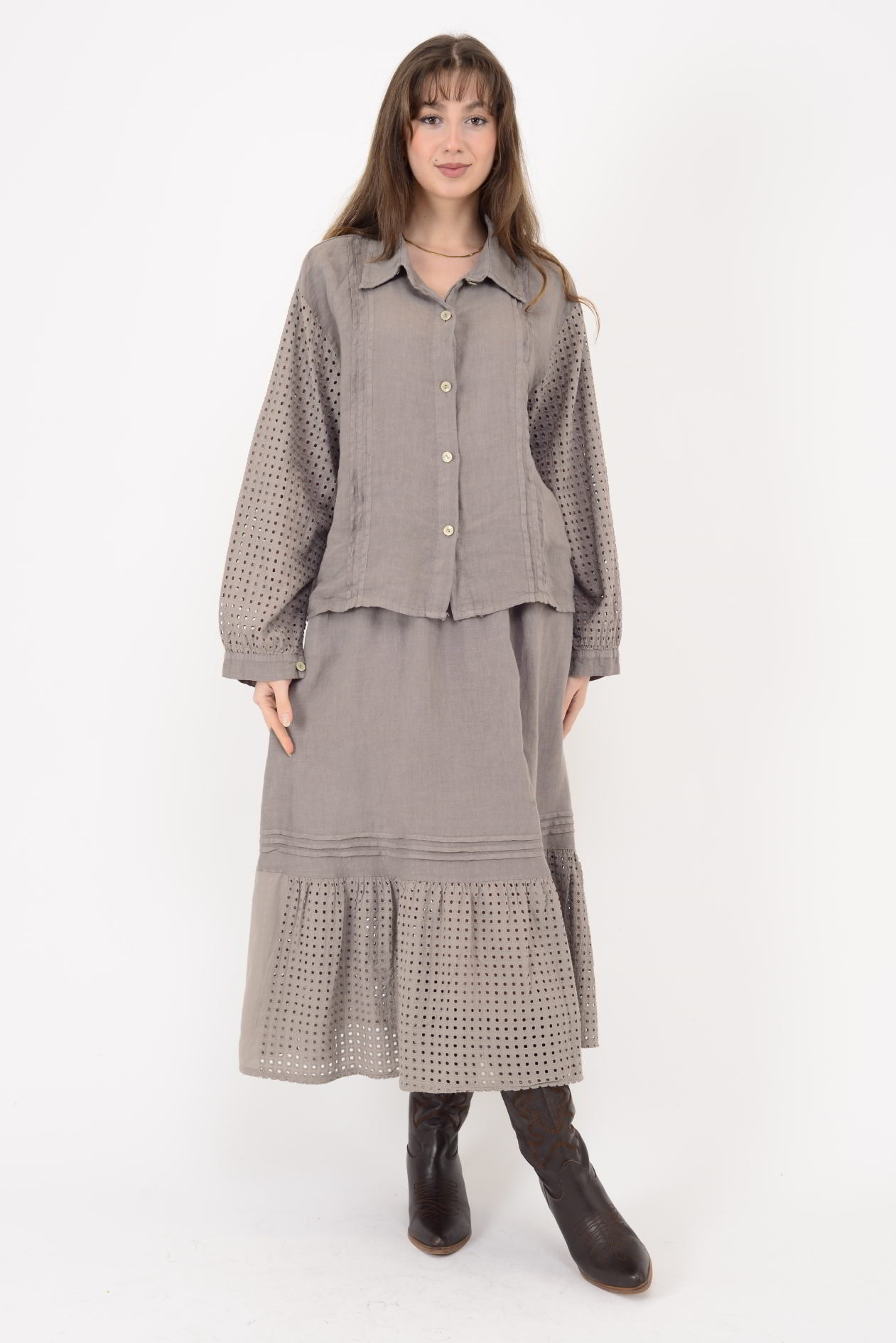 25595 FİSTO DETAYLI 2Lİ KETEN TAKIM