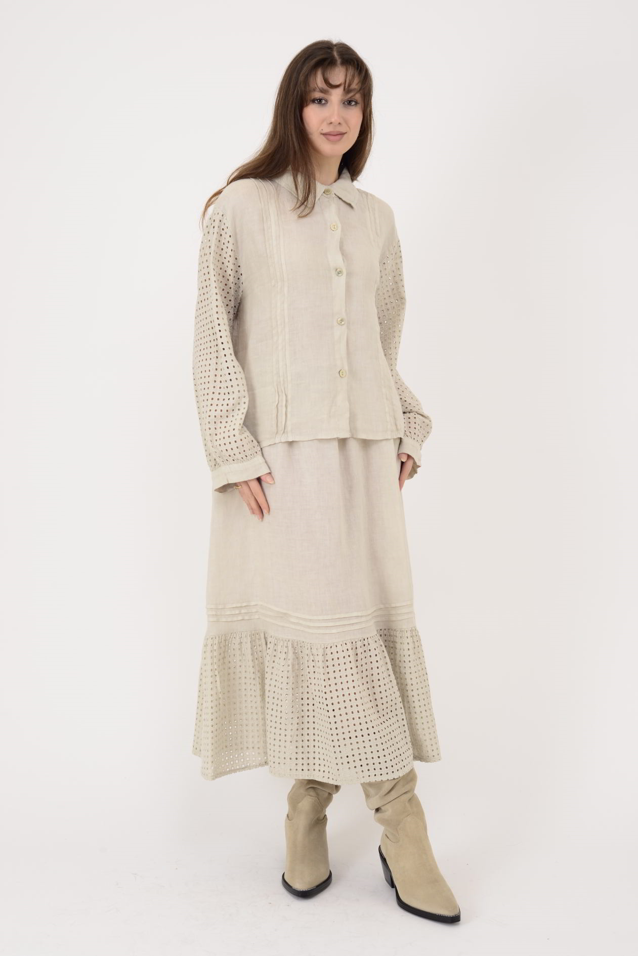 25595 FİSTO DETAYLI 2Lİ KETEN TAKIM