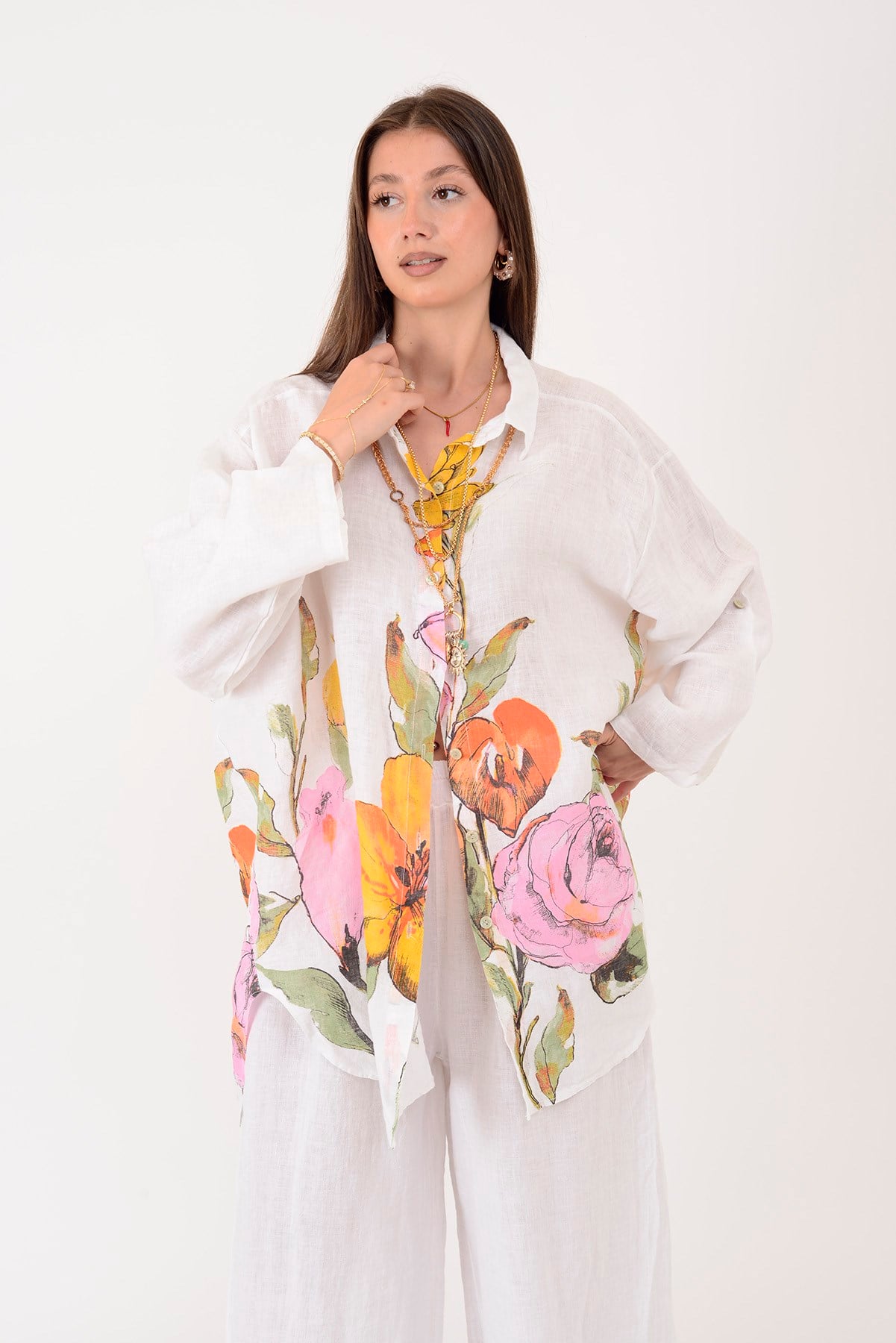 26513 SPRING GÜL DESEN KETEN TAKIM