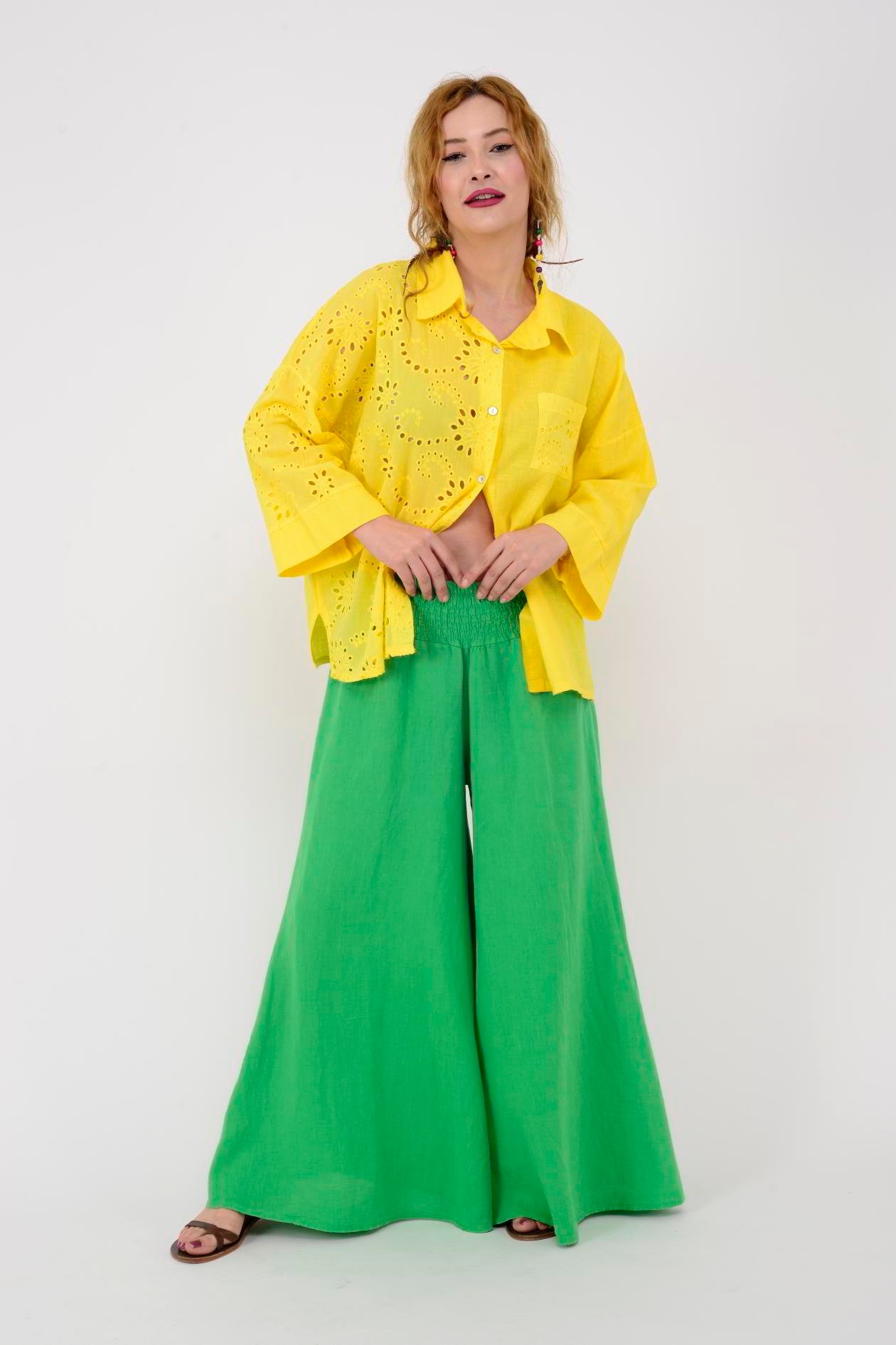 30201 ZAZ BEL BÜZGÜLÜ KETEN PANTOLON