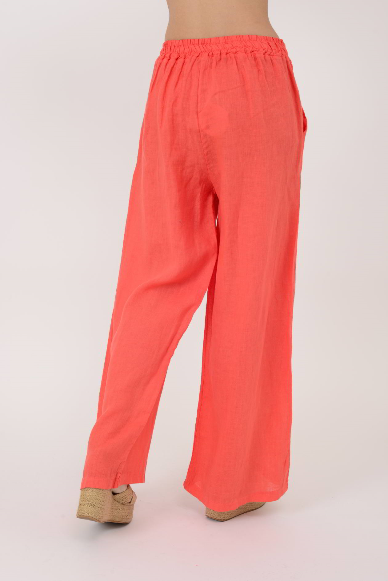 30484 BELİ LASTİKLİ KETEN PANTOLON