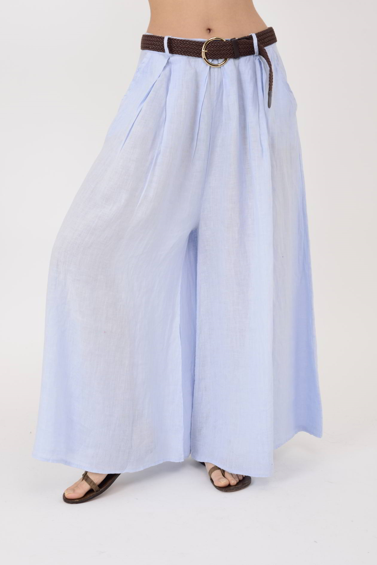 30522 KEMER DETAYLI KETEN PANTOLON