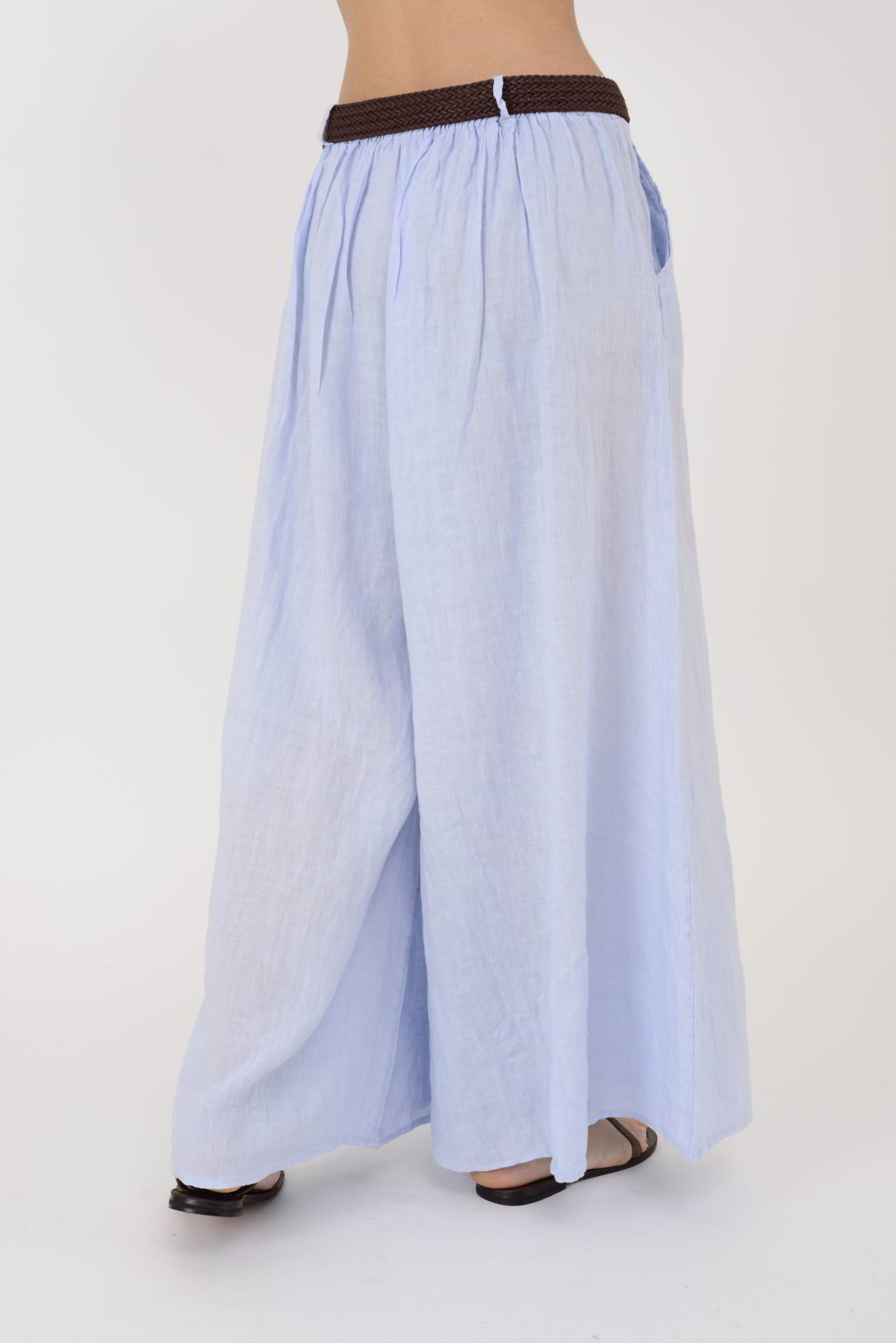 30522 KEMER DETAYLI KETEN PANTOLON