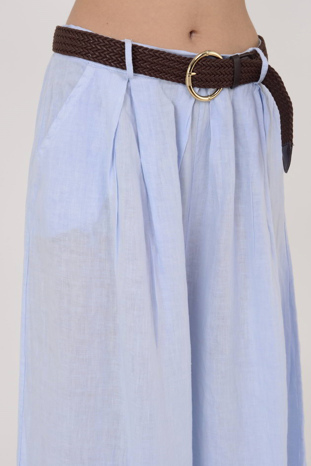 30522 KEMER DETAYLI KETEN PANTOLON