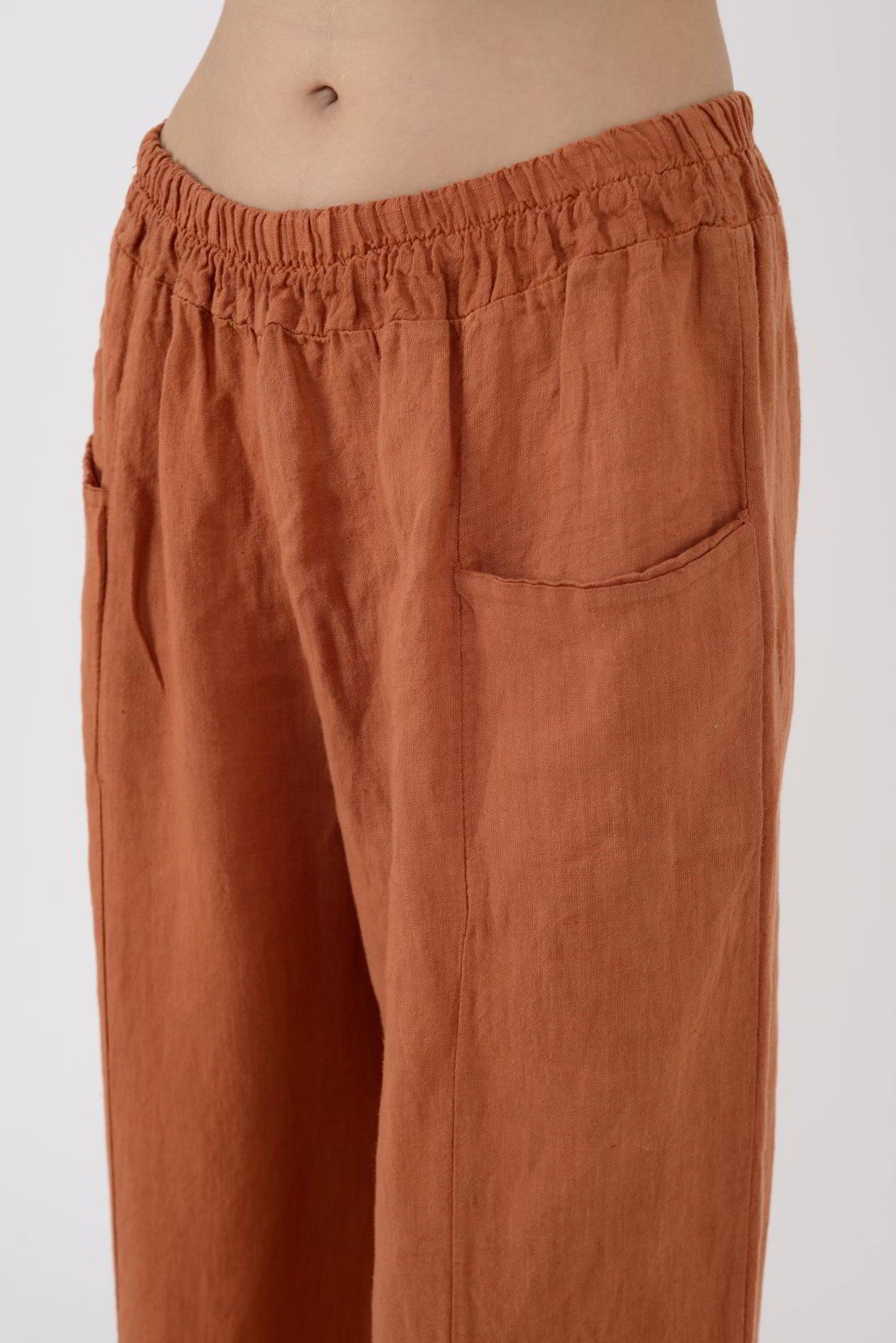 31507 GİZLİ CEP LASTİKLİ KETEN PANTOLON