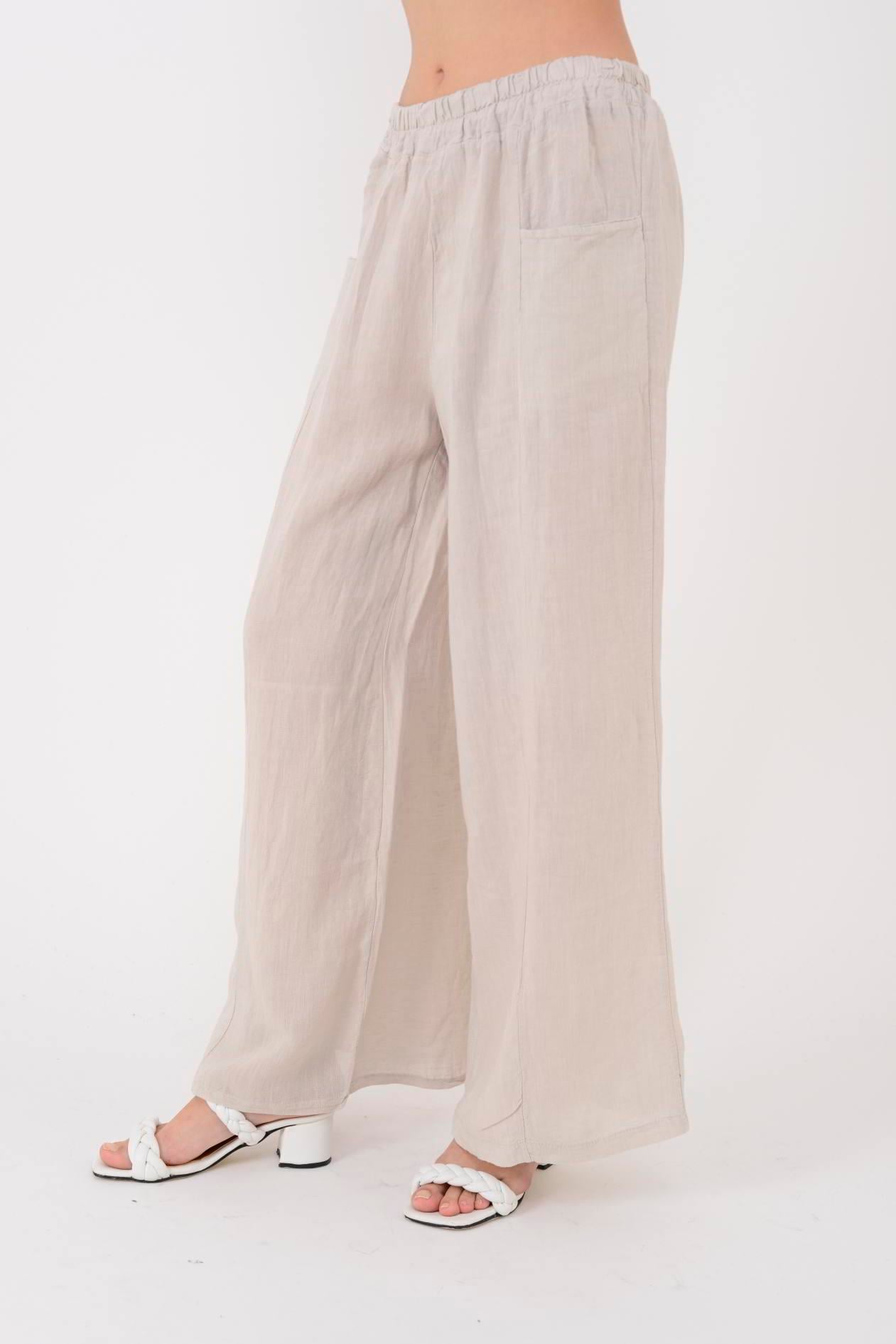 31507 GİZLİ CEP LASTİKLİ KETEN PANTOLON
