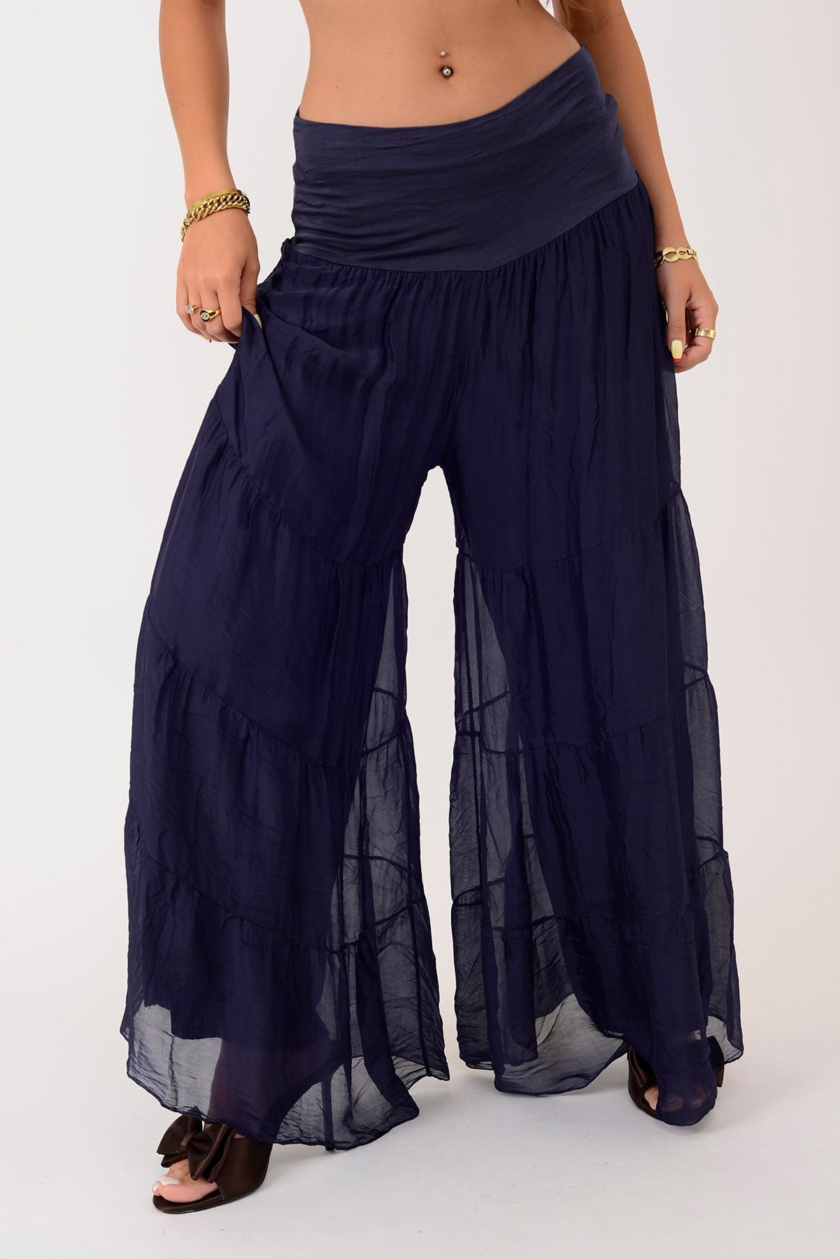3243 WES VOLANLI İPEK PANTOLON