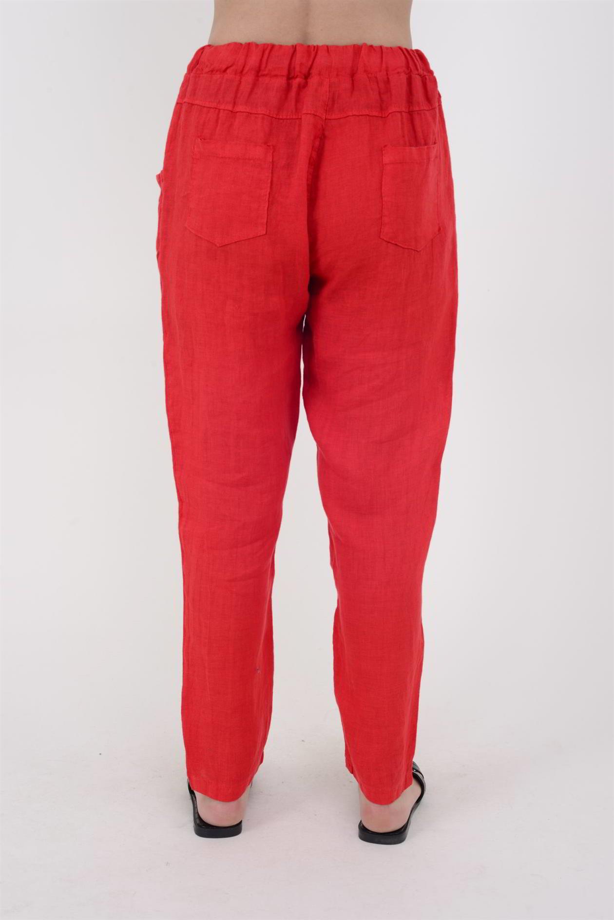 3928 BELDEN BAĞLAMALI KETEN PANTOLON