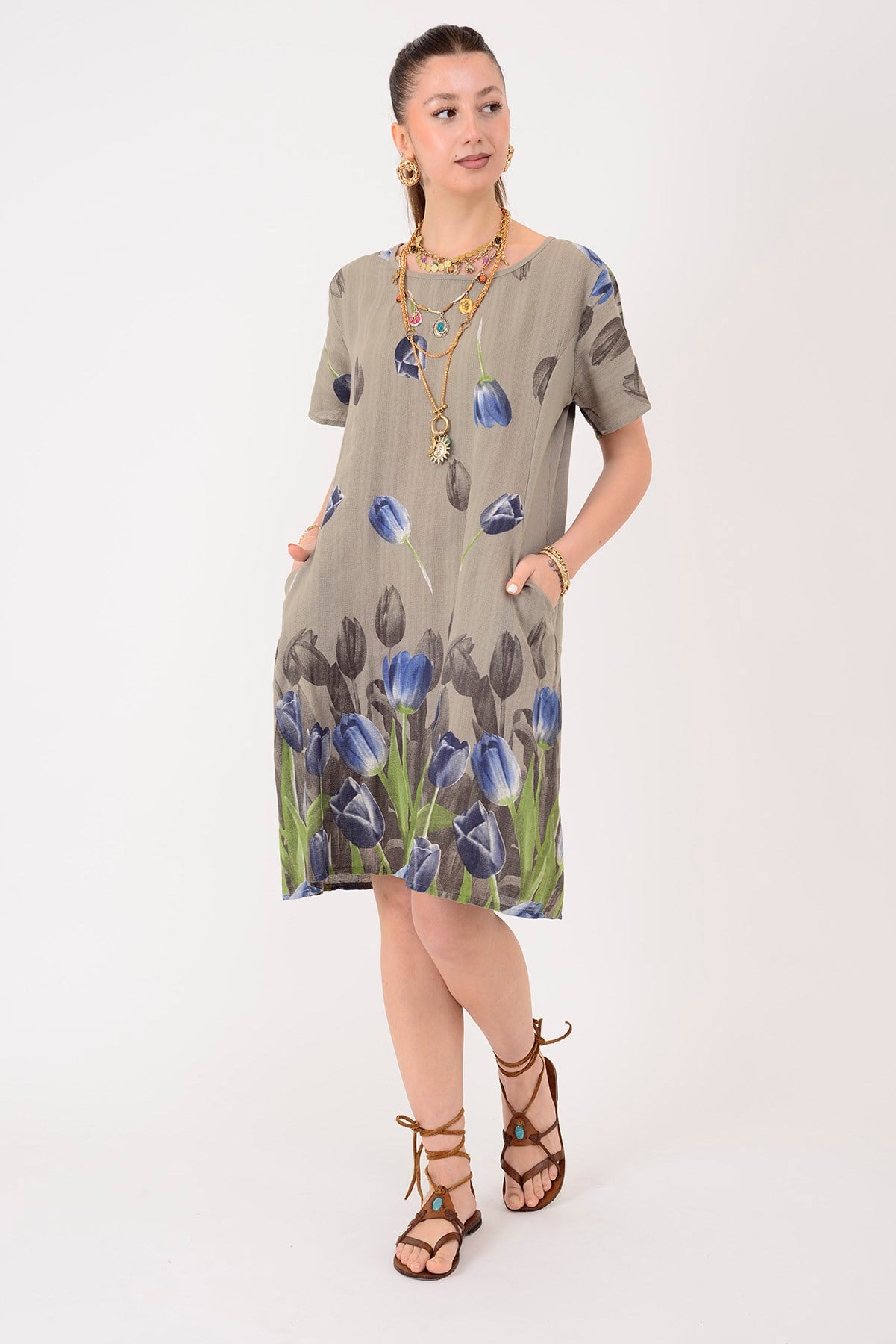51017 LALE DESEN KISA ELBİSE