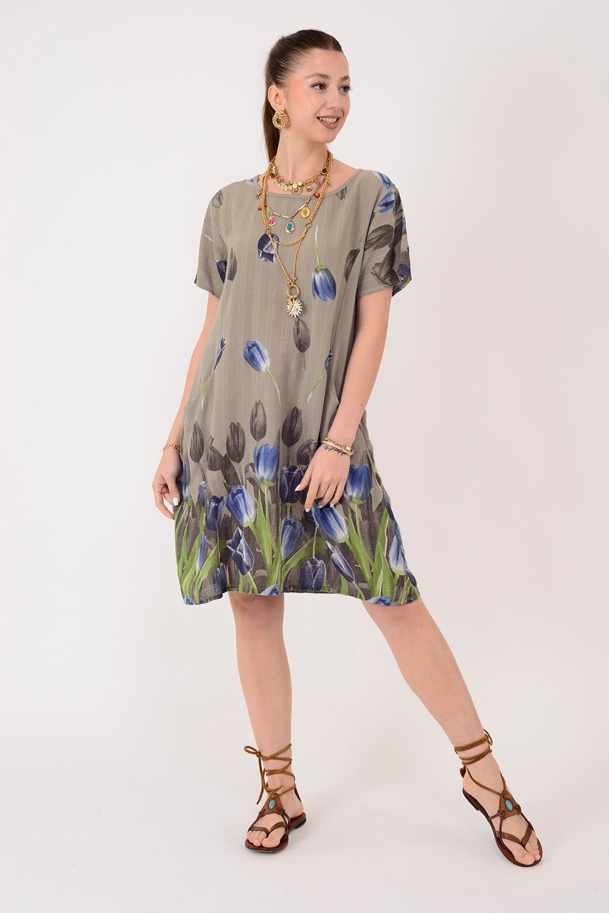 51017 LALE DESEN KISA ELBİSE