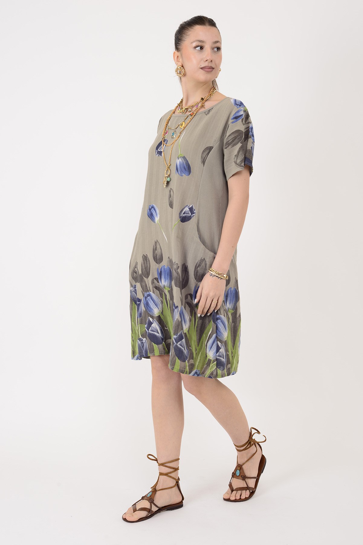 51017 LALE DESEN KISA ELBİSE